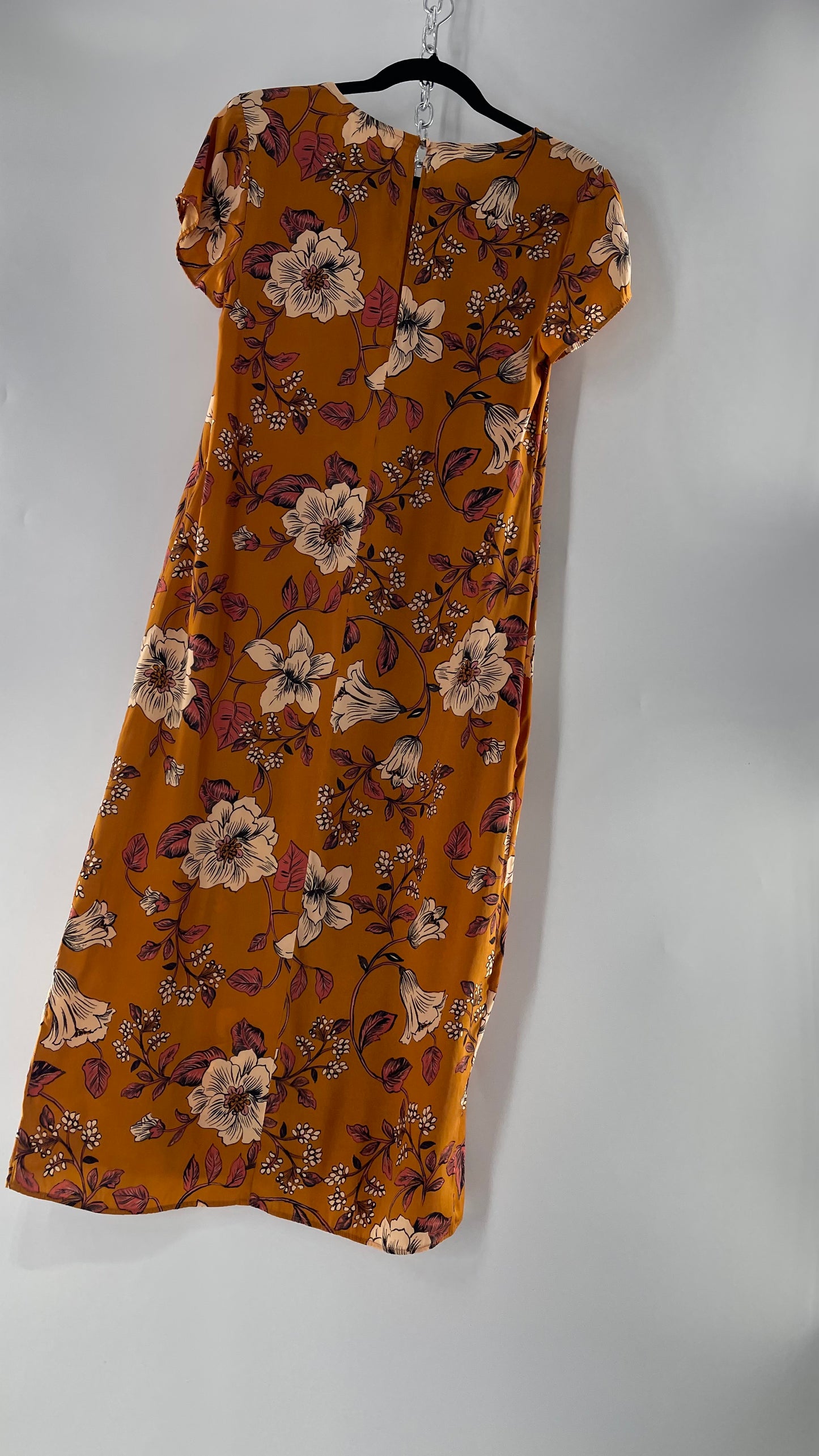 Saltwater Anthropologie - Brown / Burnt Orange Flower Maxi Dress (Size Large)
