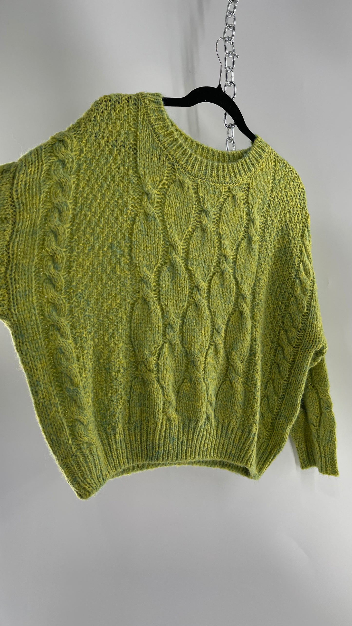 JOA Lime Green/Yellow Cableknit Sweater (S)