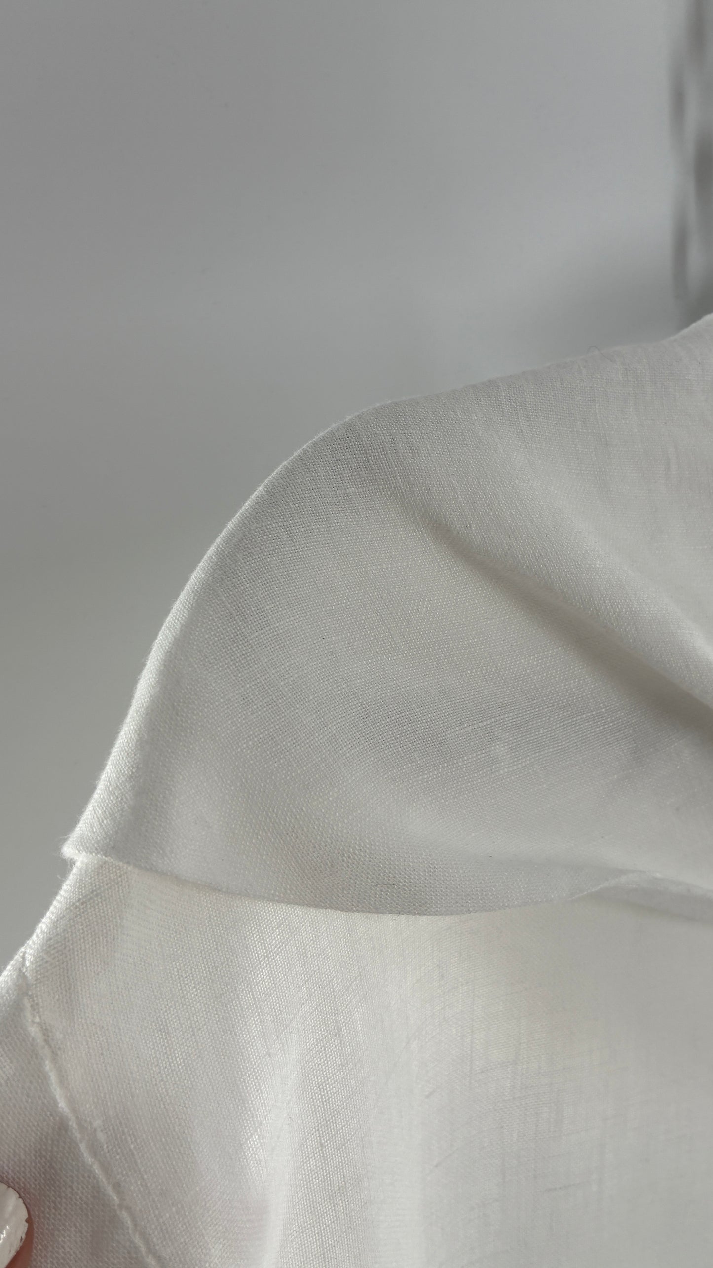 Vintage White 100% Linen Made in Italy Blouse Dress (Large)