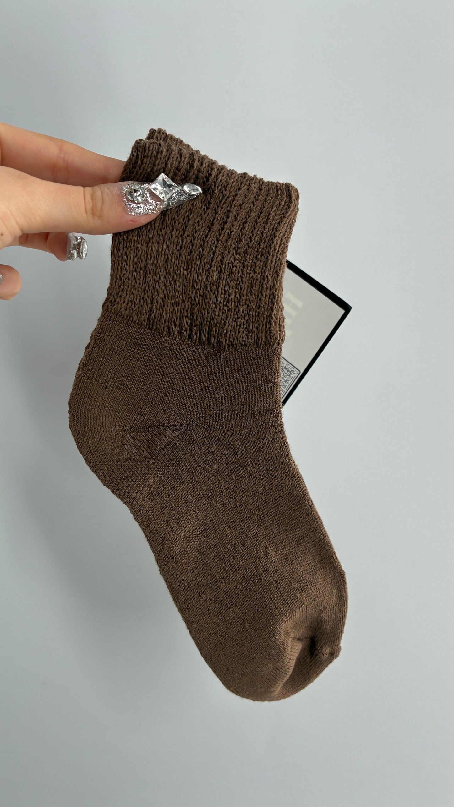 NWOT Thick Knit Brown Crew Sock