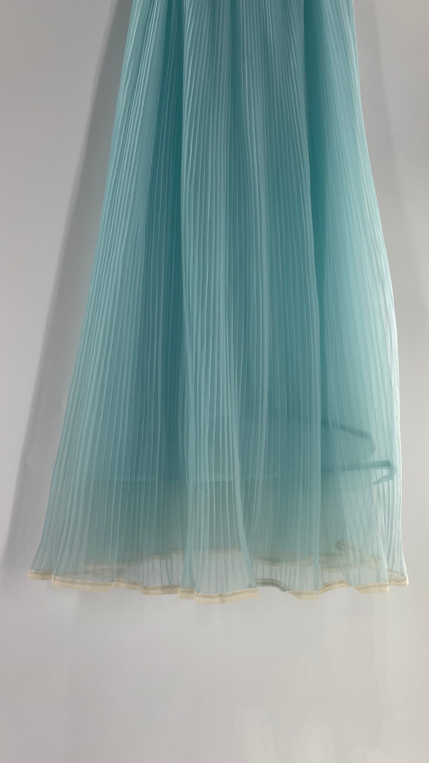 Vintage 1960s Baby Blue Nightgown Maxi Dress (Small)