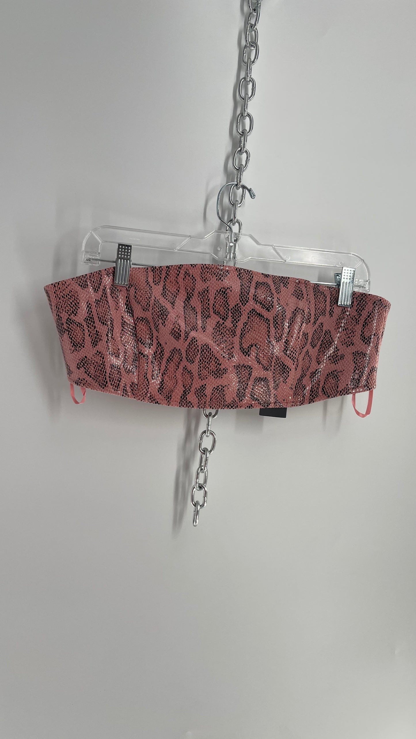 MOTEL Pink Snakeprint Bandeau with Tags Attached (XL)