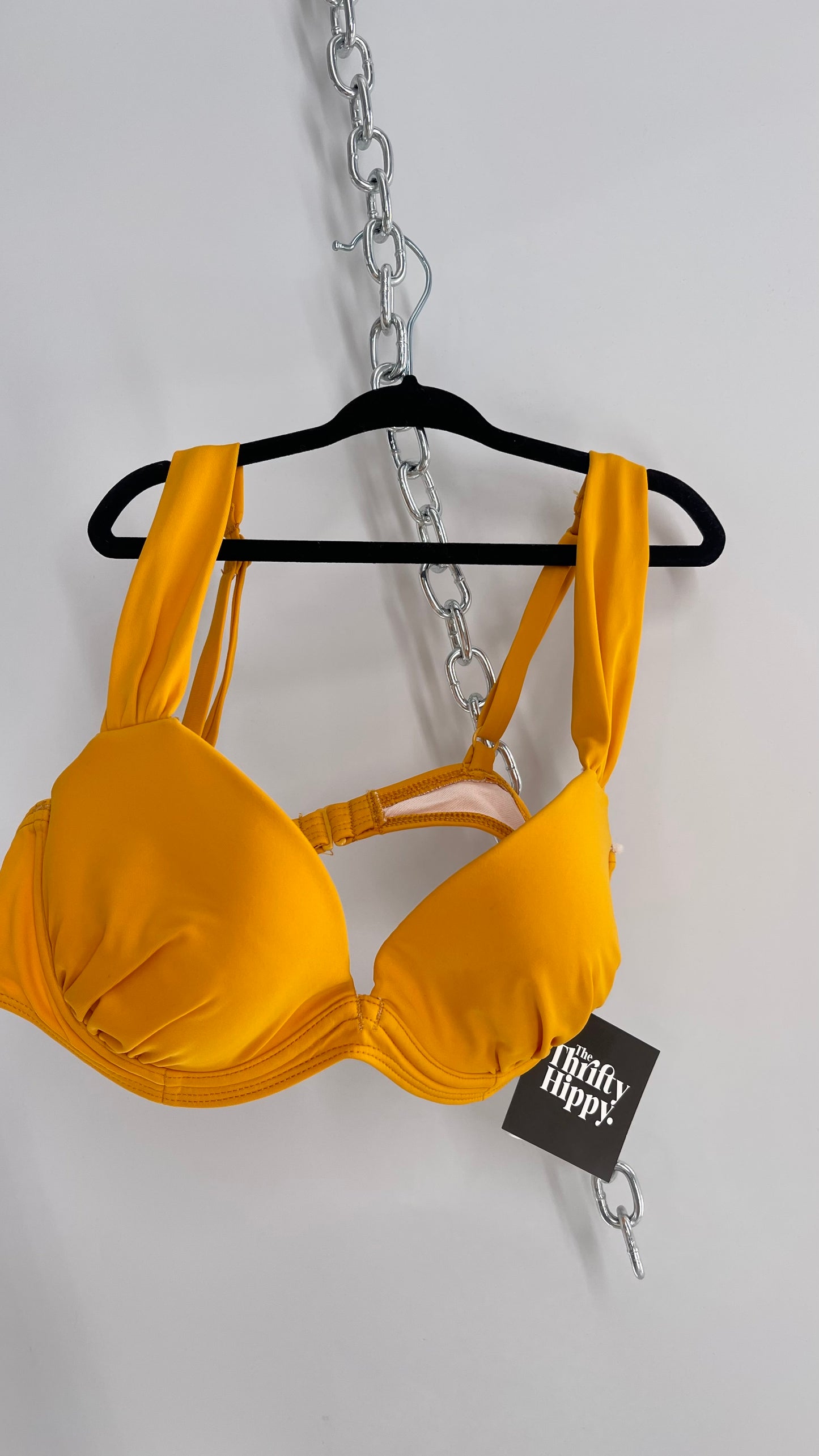 Out From Under Yellow Underwire Ruched Cup Pleated Strap (Small)
