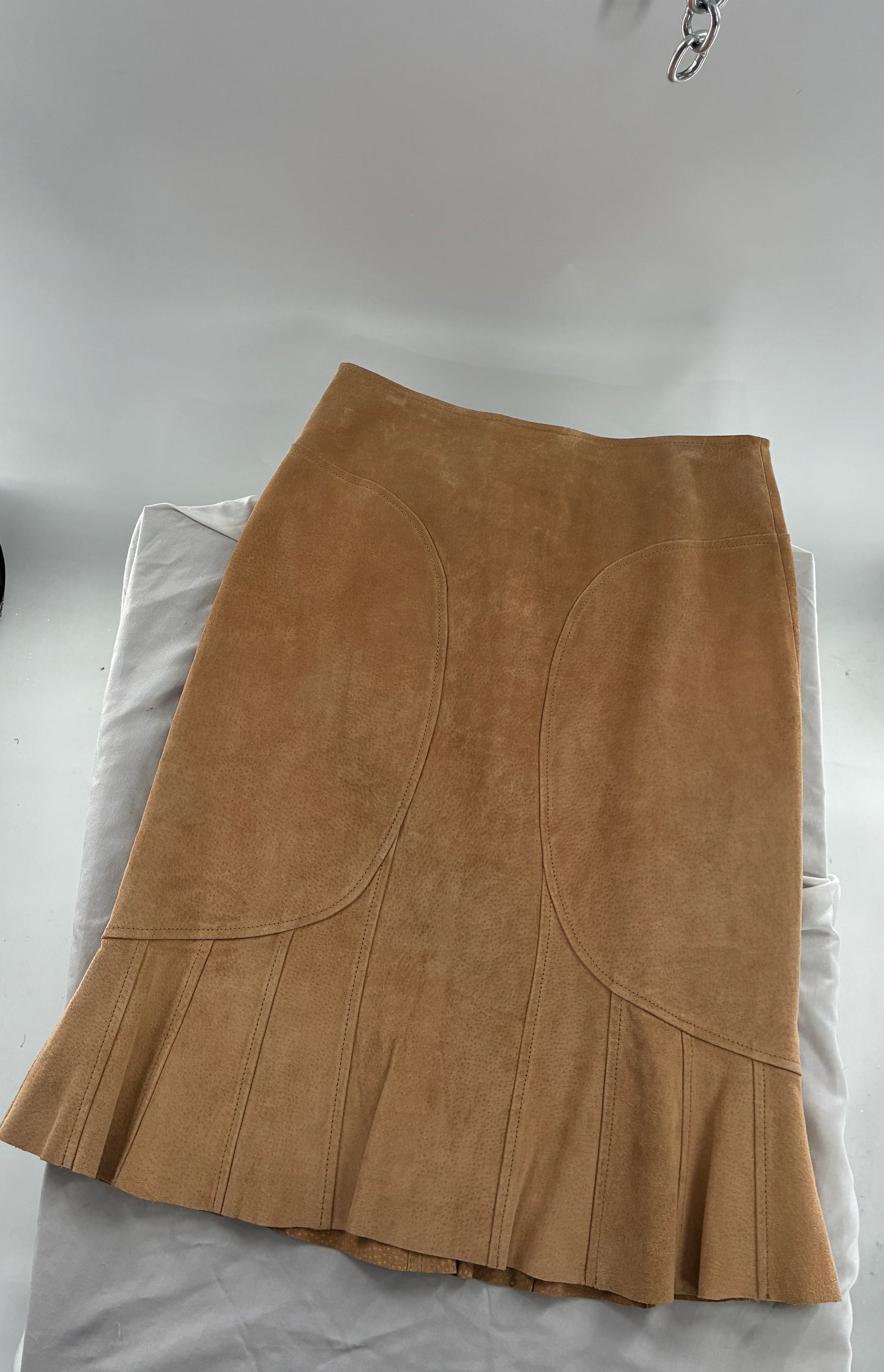 Vintage Moda International Genuine Leather Pleated Hem Skirt with Rounded Hip Panels (0)