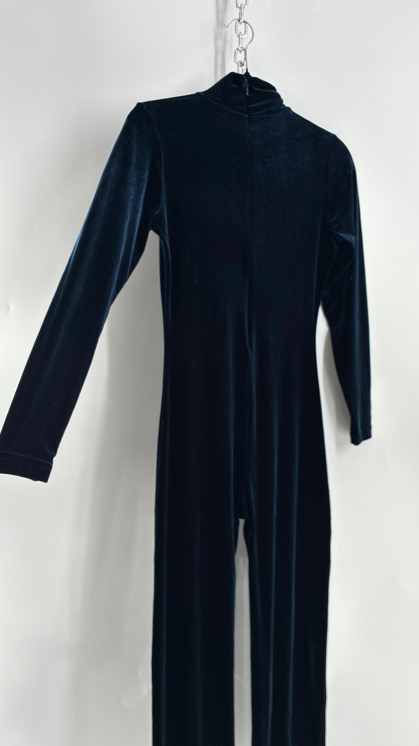 Vintage 1990s MODA INTERNATIONAL Midnight/Navy Blue Jumpsuit with Cut Out Keyhole Detail (Small)