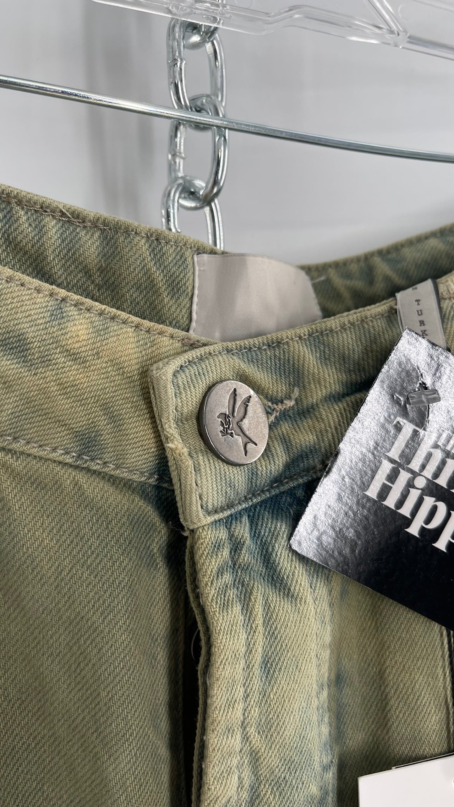 One Teaspoon Distressed Baggy/Bandit Relaxed Jean with Green Hue/Wash (Khaki Haze) (25)