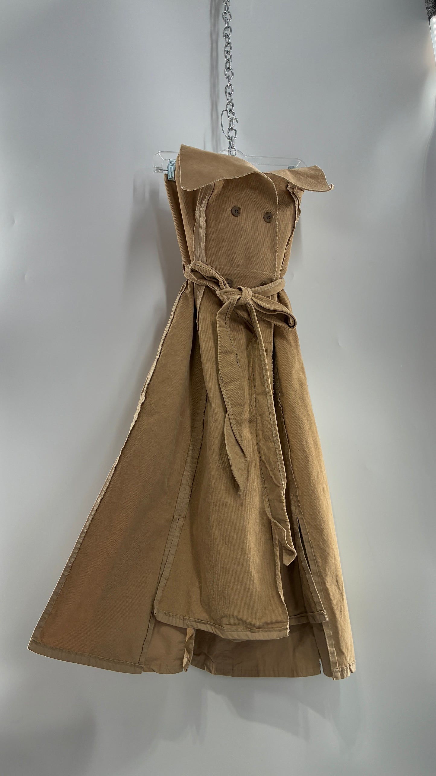 Vintage Corduroy Trench Coat Style Dress (Medium)