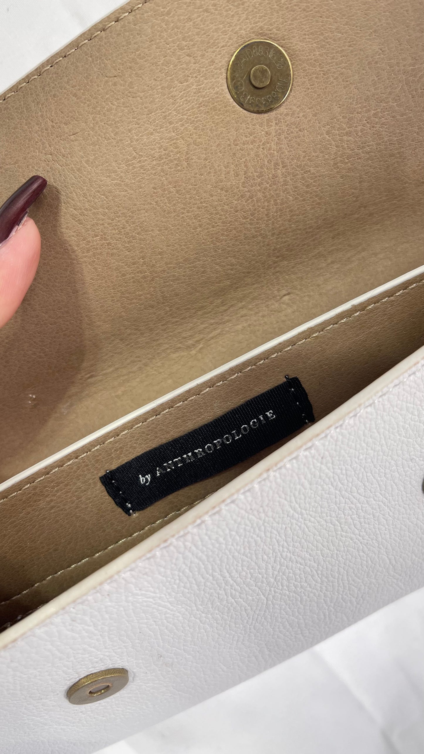 Anthropologie White Belt Bag with Gold Hoops