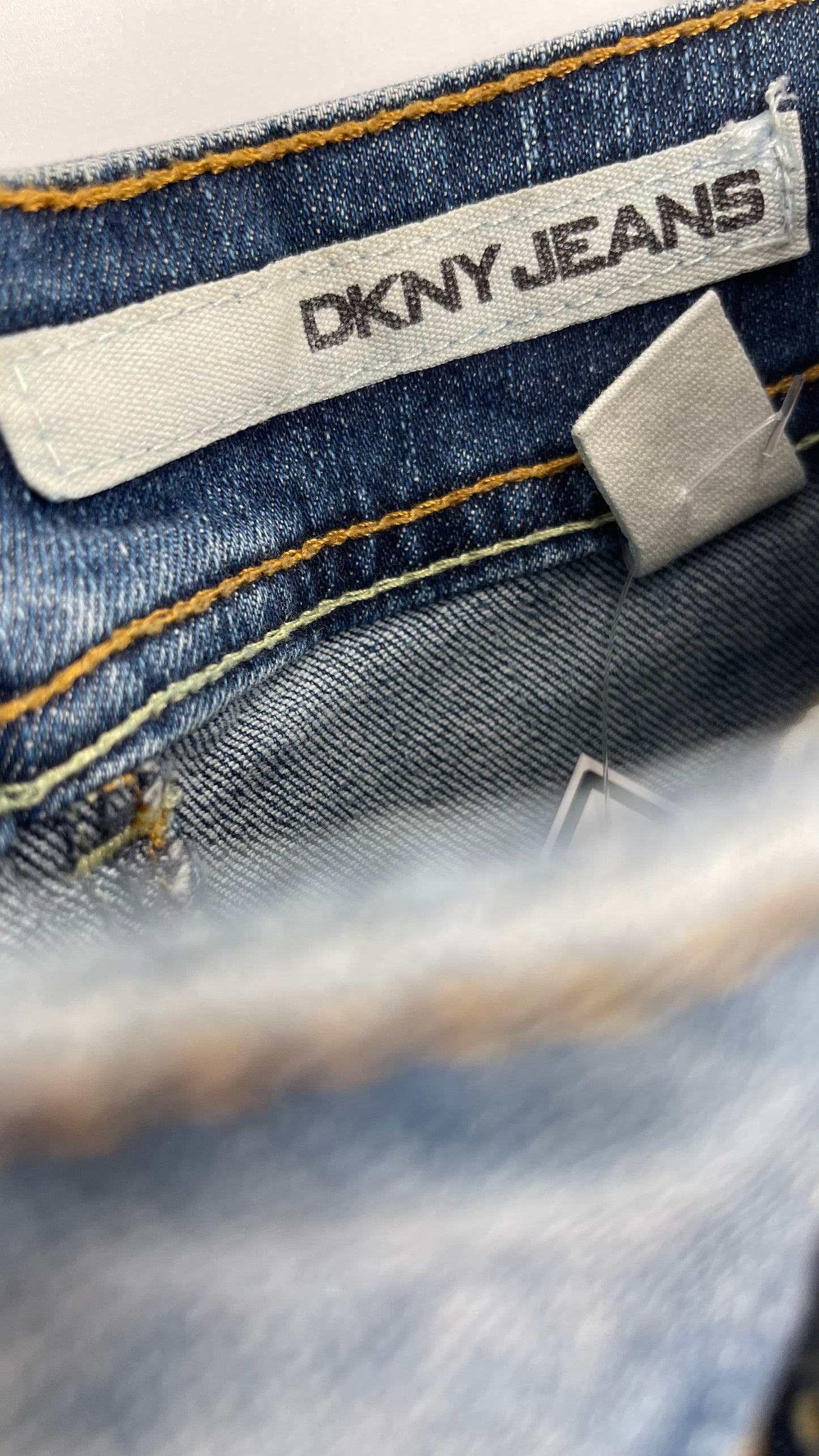 DKNY Denim Low Rise Skirt with Side Slit Pockets (0)