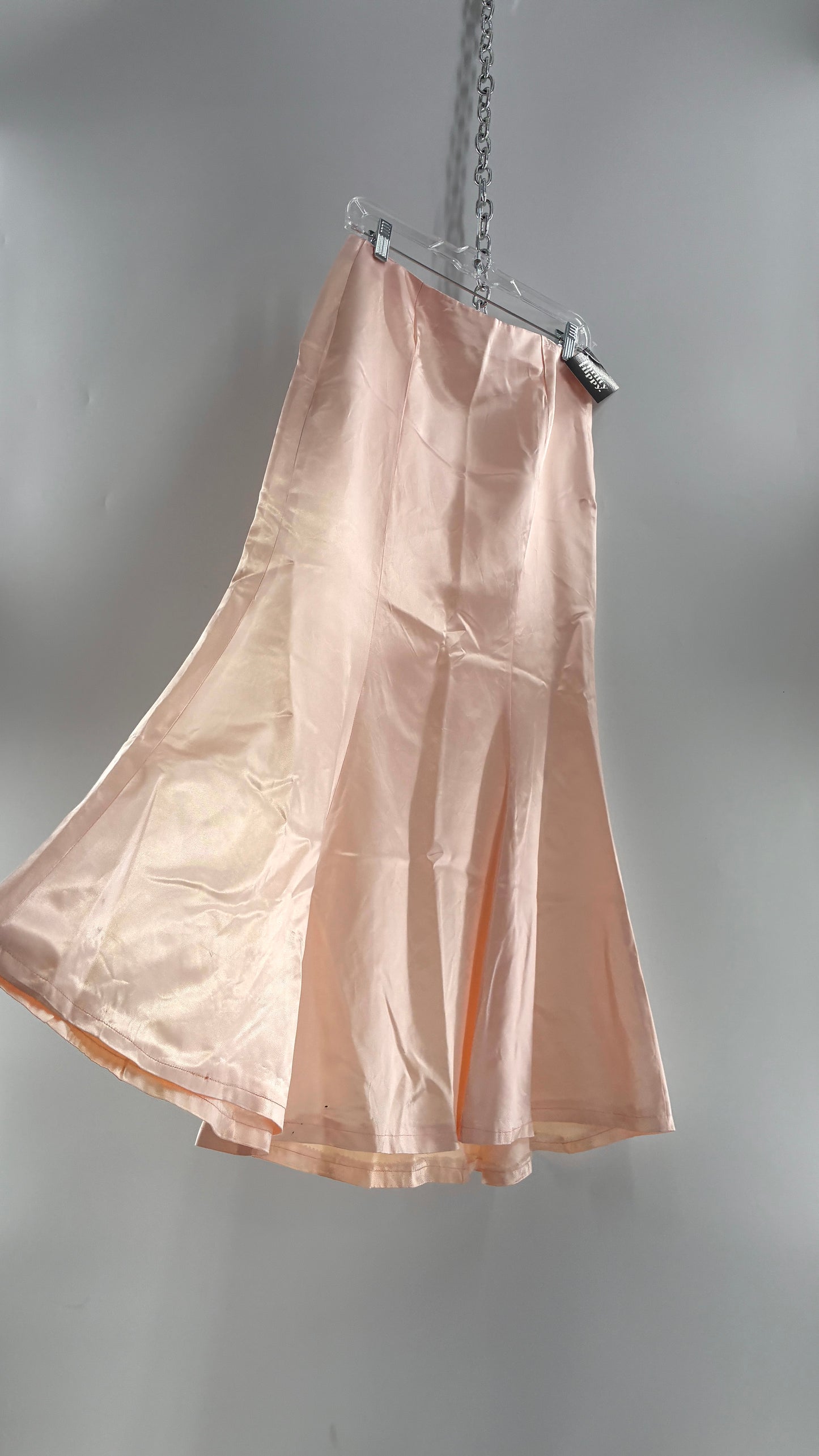 Vintage Peach Toned Satin Handmade Mermaid Style Paneled Skirt