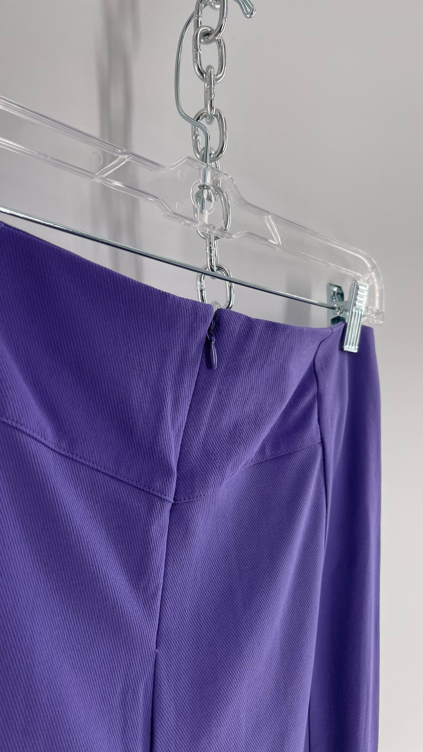 Free People Purple Knit Flares with Pleated Front and Pointed Back Stitching and Vented Hem  (Small)