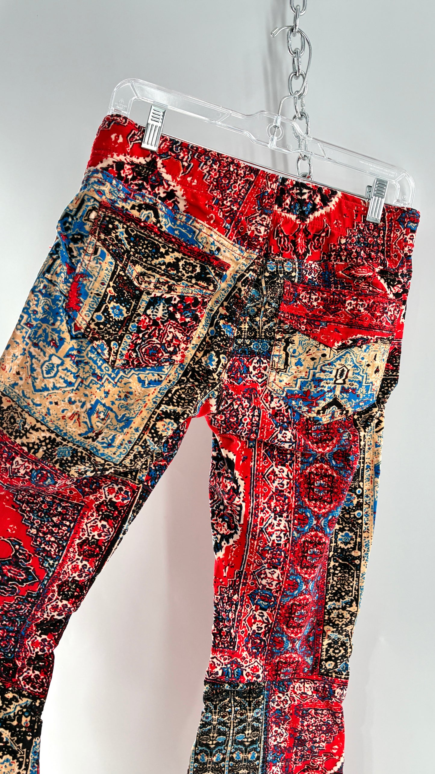 Free People Red, White, Blue Tapestry Patchwork Corduroys with Tags Attached (27)