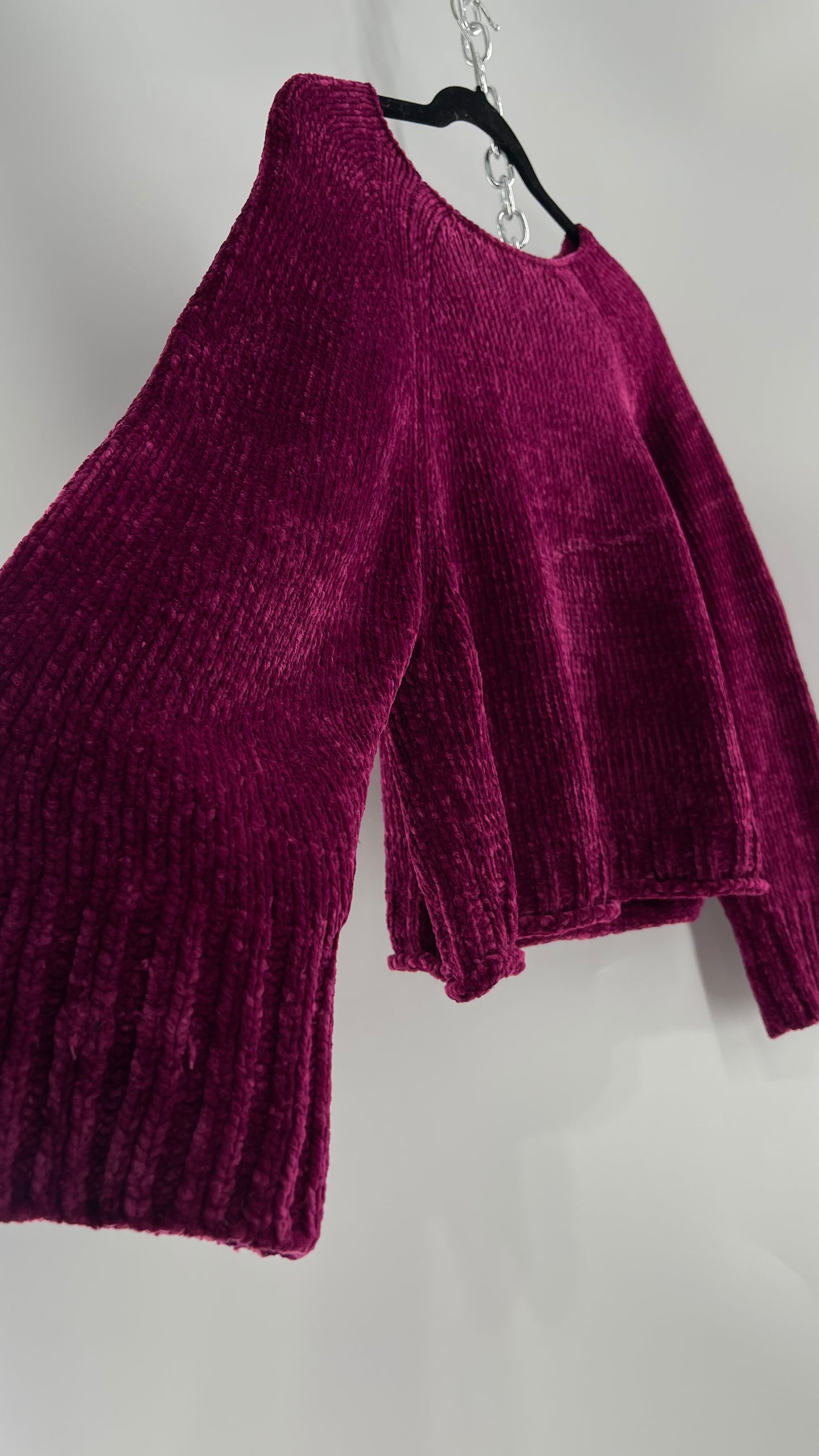 Anthropologie MOTH Fuchsia Purple Chenille Sweater (XS)