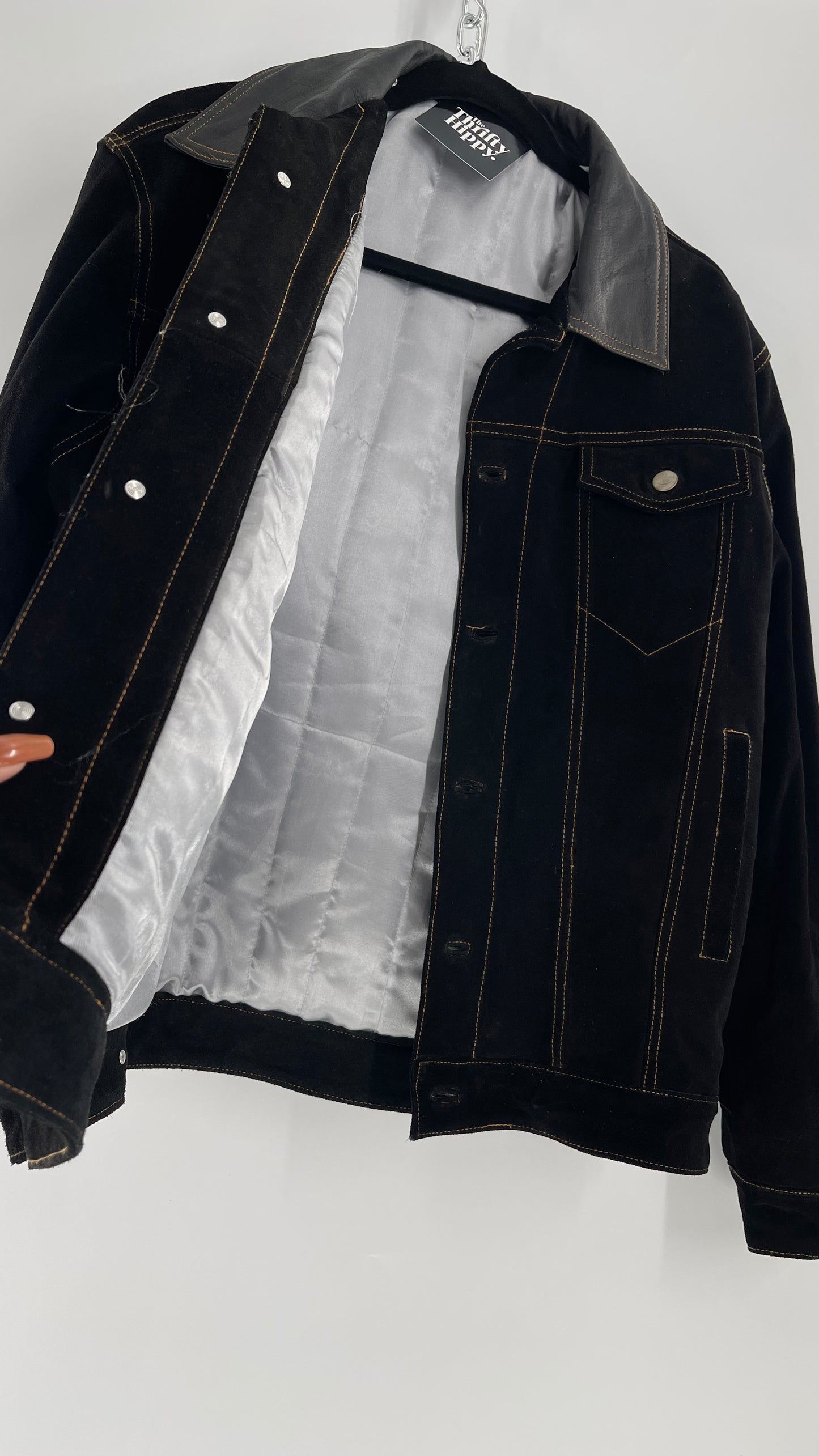 Vintage Extreme Black Suede Heavy Duty Cinematic Jacket (Medium)