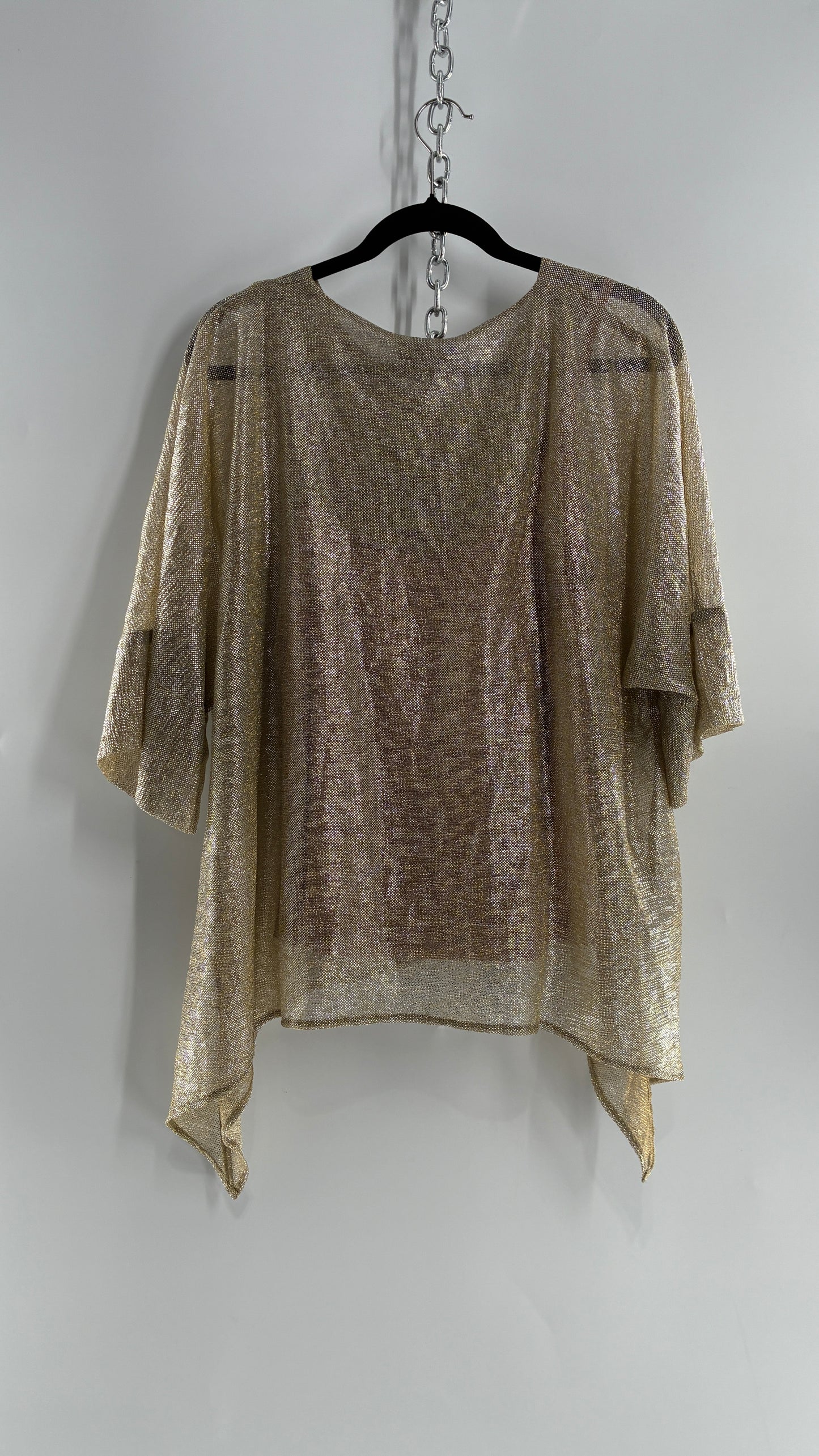 DASH & DOT Gold and Silver Metallic Shimmer Boxy Top with Tags Attached (Medium)