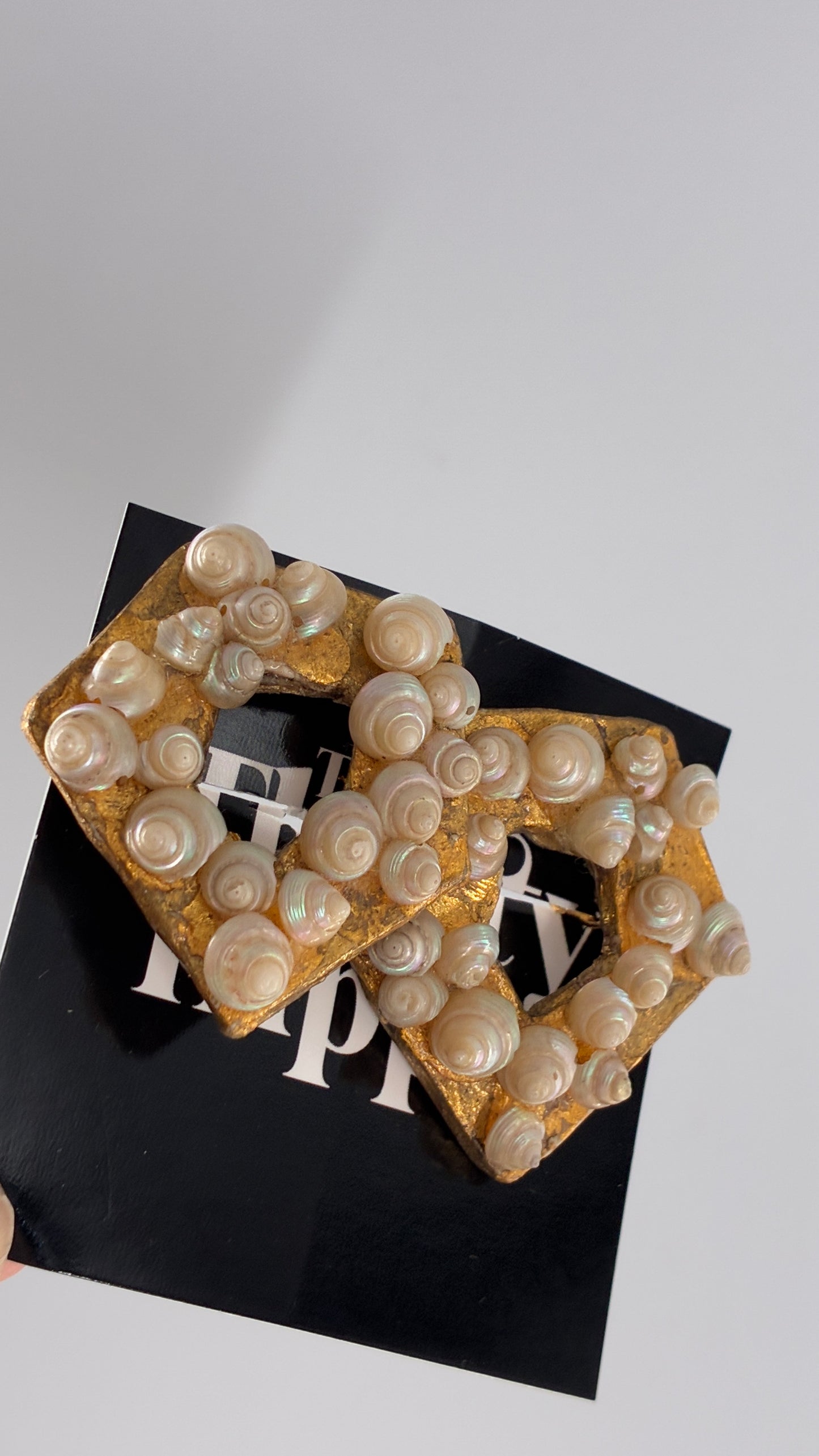 Vintage Gold Iridescent Seashell Earrings