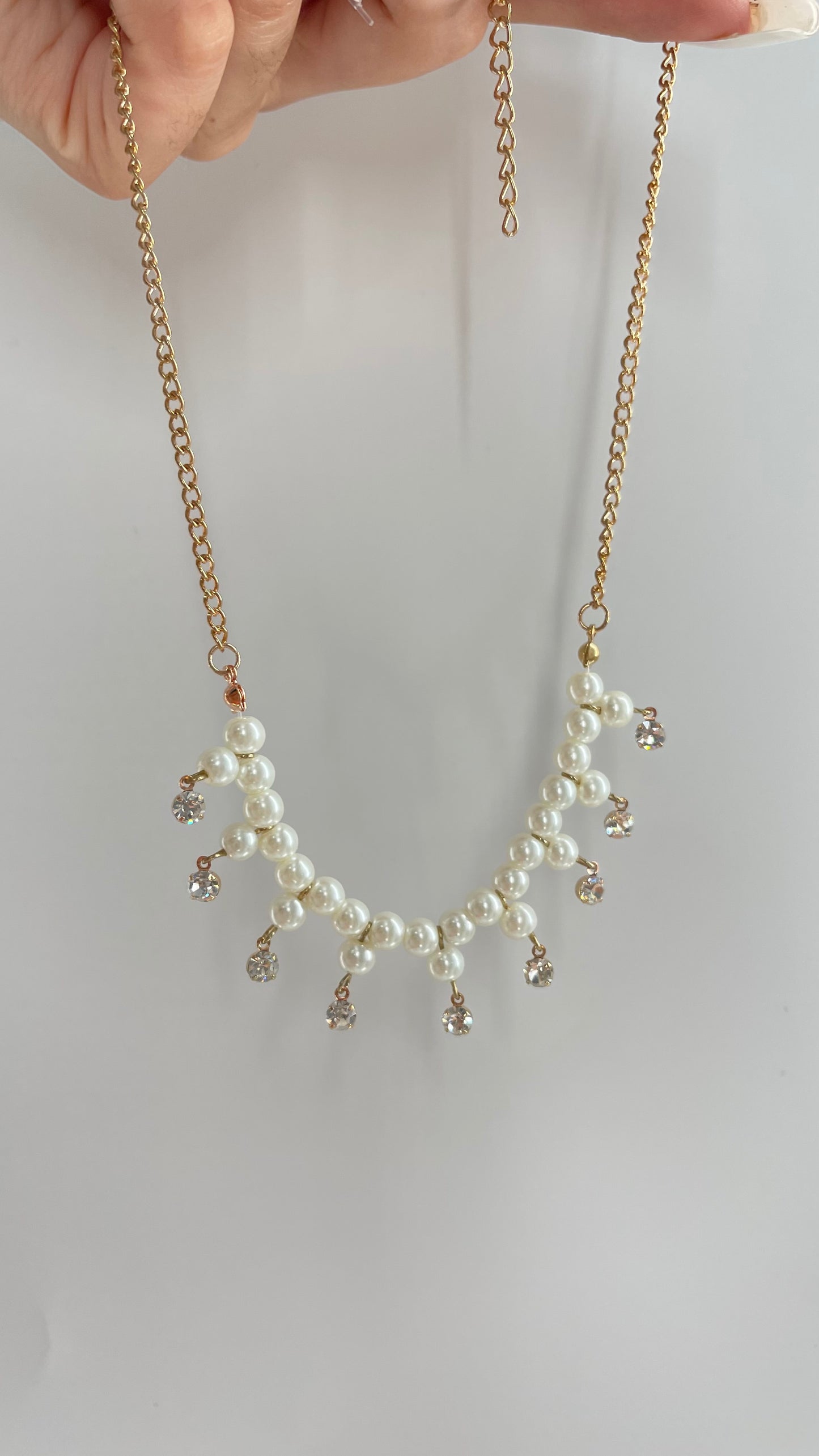 Pearl and Rhinestone Charm Choker
