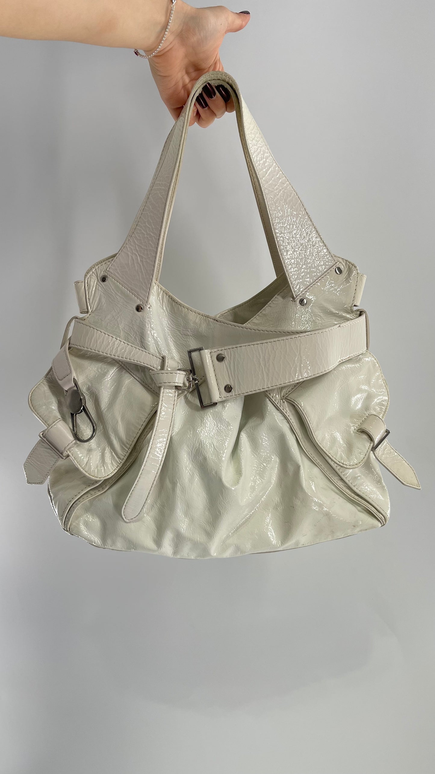 Vintage 1990s White Buckle Bag