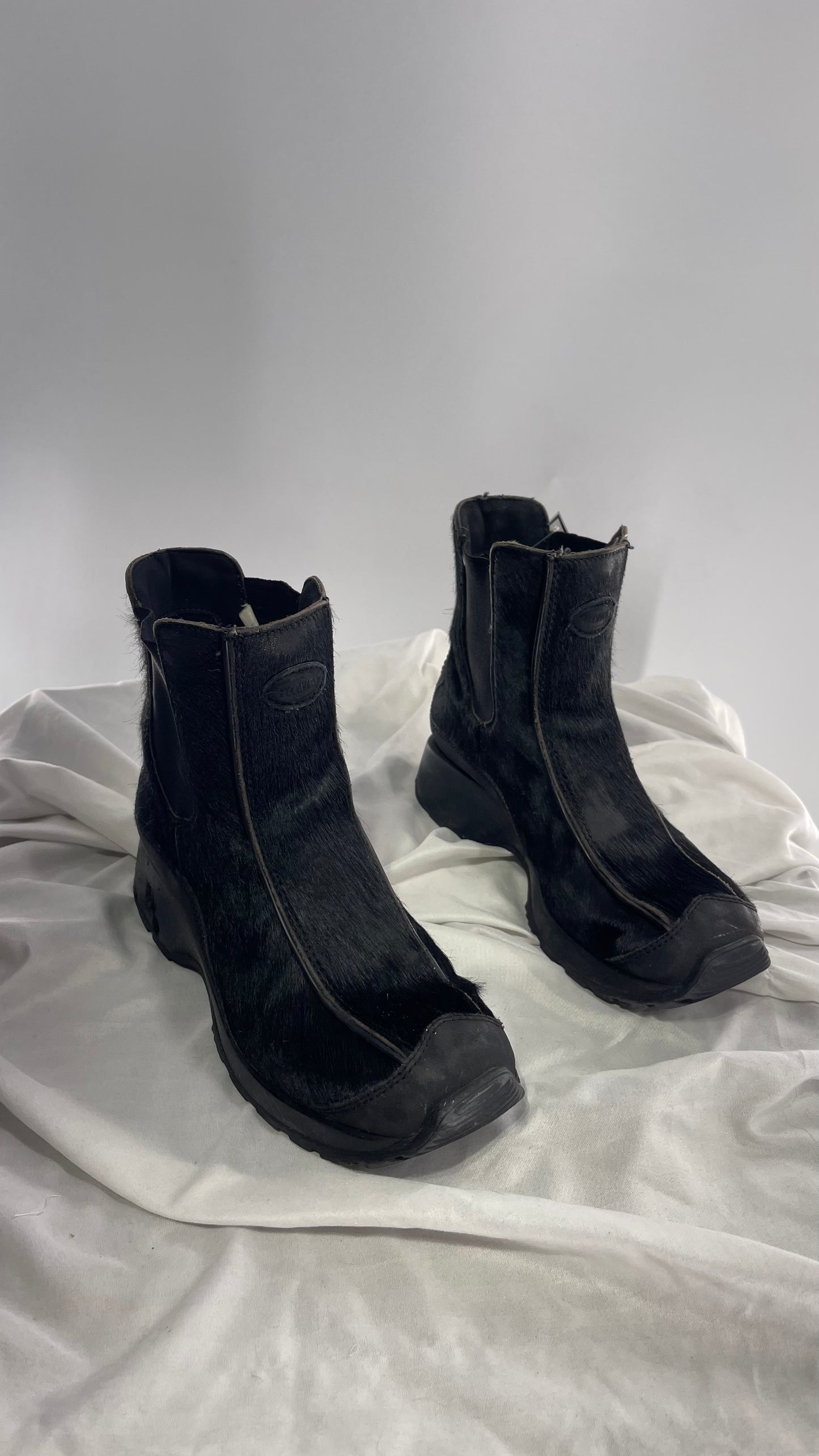 Vintage TECHNICA Black Cow Hide Round Toe Chunky Sole Boots (7.5)