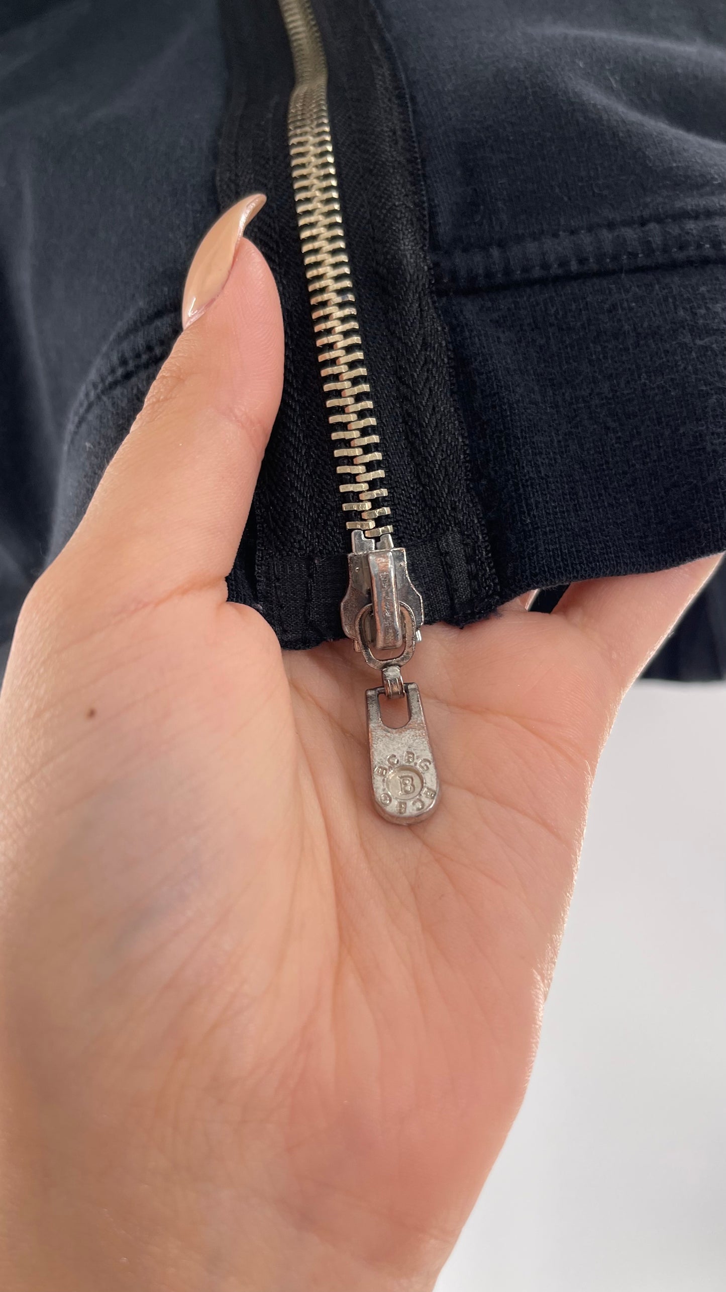 Vintage BCBG Rhinestone Logo Hoodie with Zip Up Studded Hood (Medium)