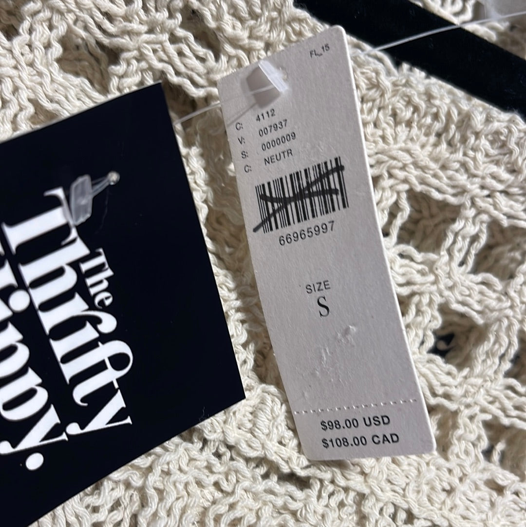 Bishop + Young Anthropologie Crochet Tank with Scalloped Hem and Lace Lined Sleeves (Small)