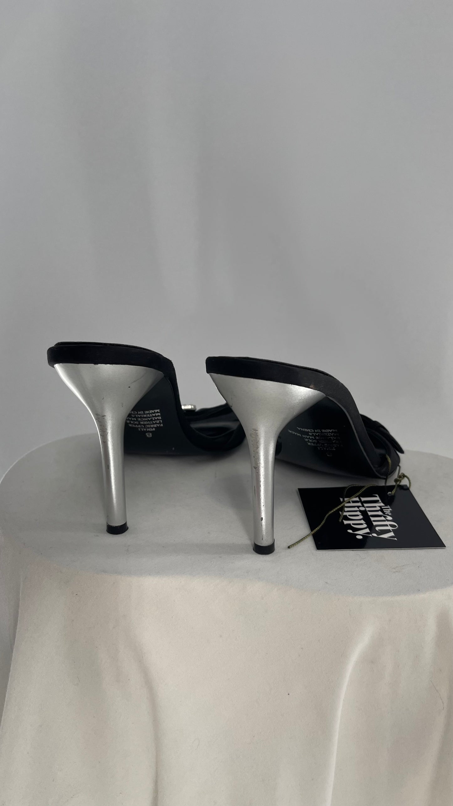 Vintage 1990s STEVE MADDEN Black Rhinestone Buckle Kitten Heel (8)