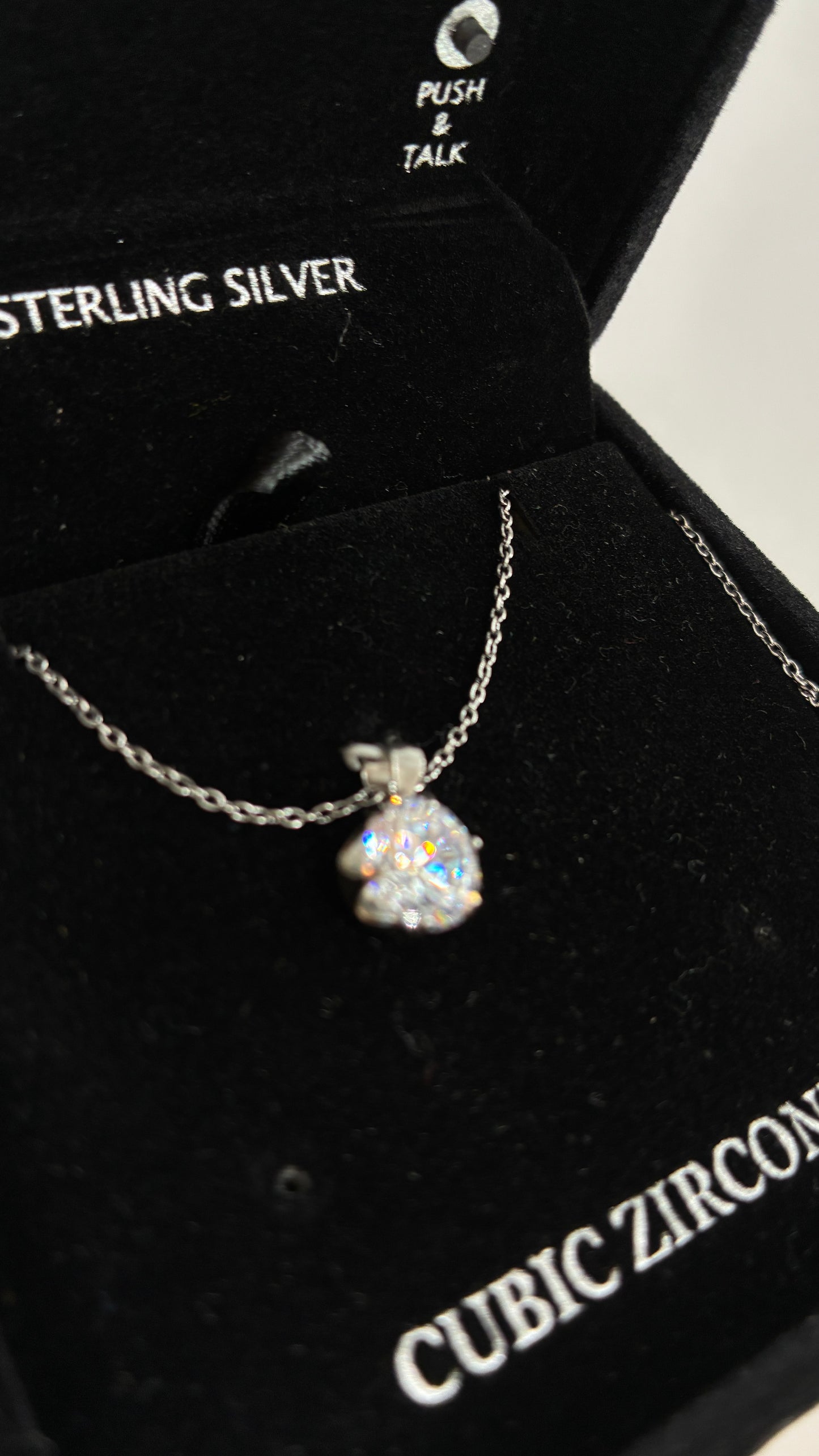 Gianni Bernini Sterling Silver Cubic Zirconia Pendant Necklace in Box