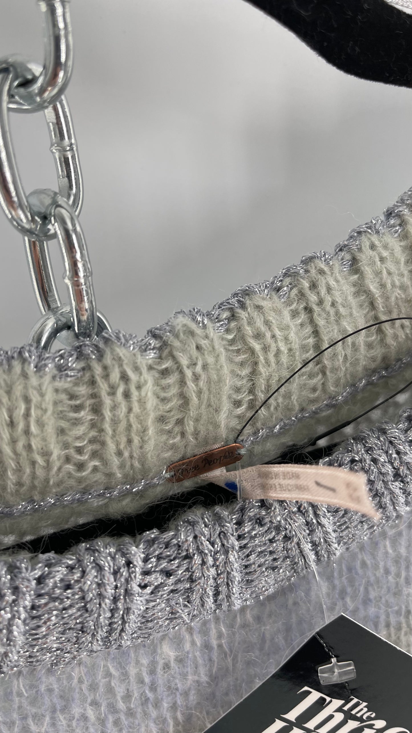 Free People Striped Sweater with Glitter Knit Cuffs and Collar (XS)