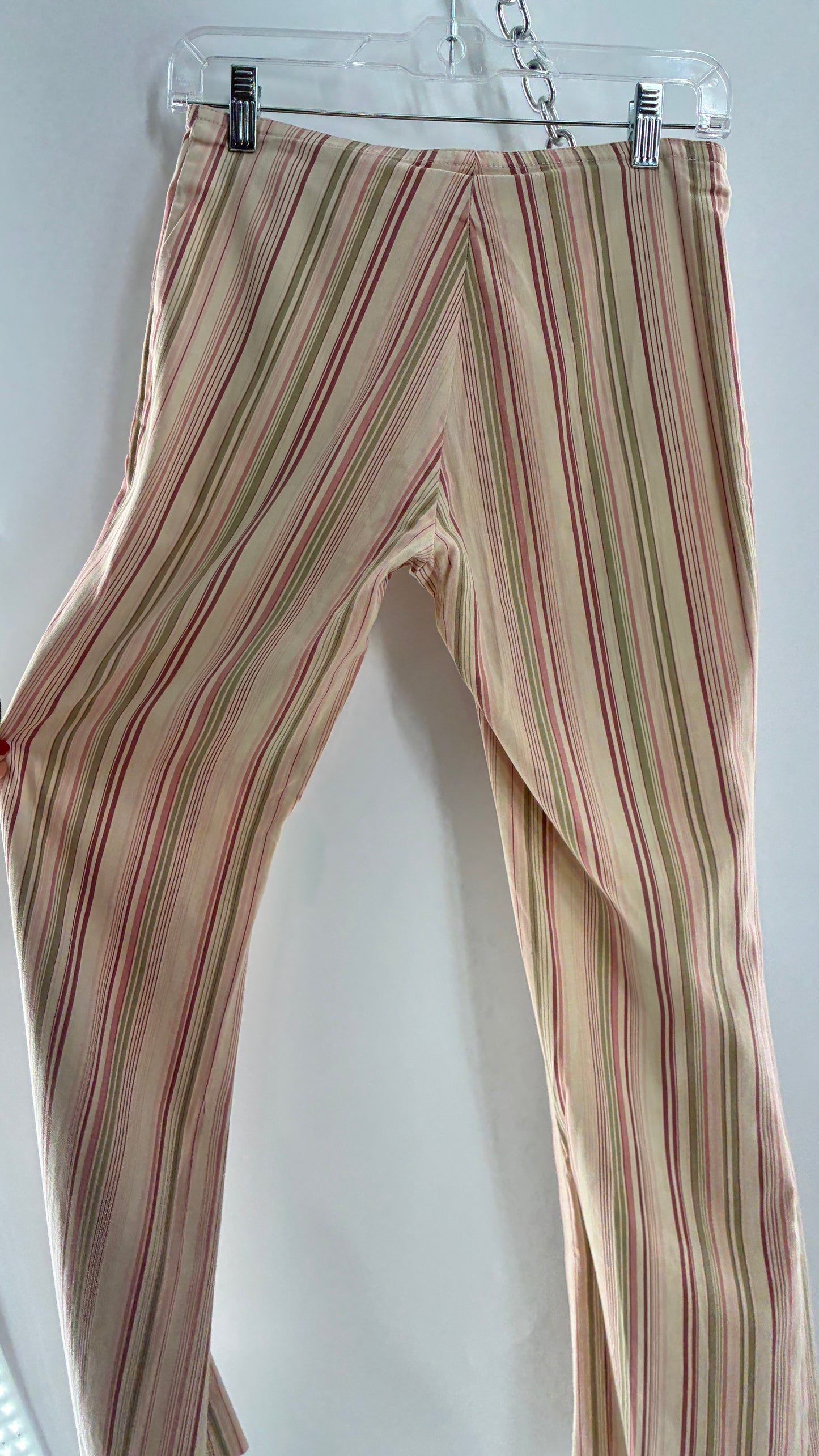 Rare Vintage TARK ‘1 Ultra Low Rise Pink and Green Striped Kick Flares