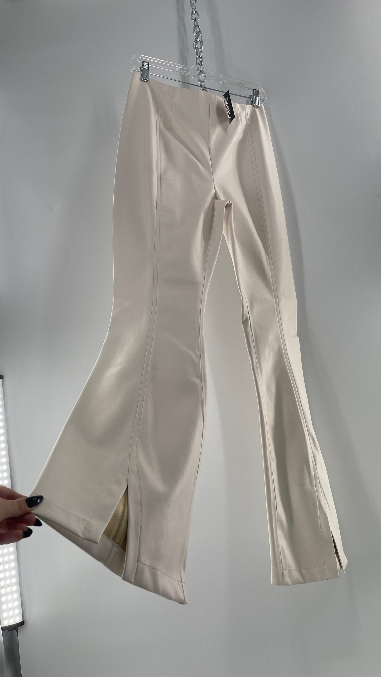 Free People White Cream Faux Flare Leather Pants (29)