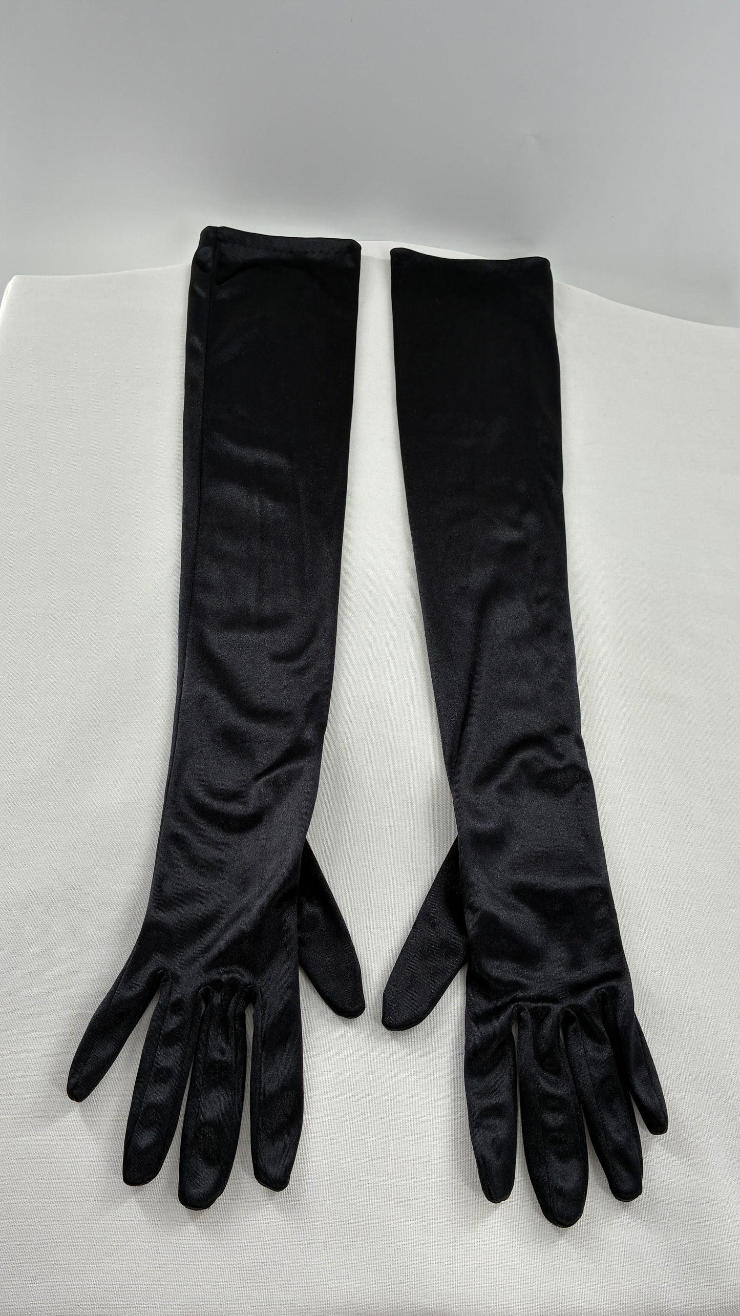 Vintage Black Silky Full Length Gloves