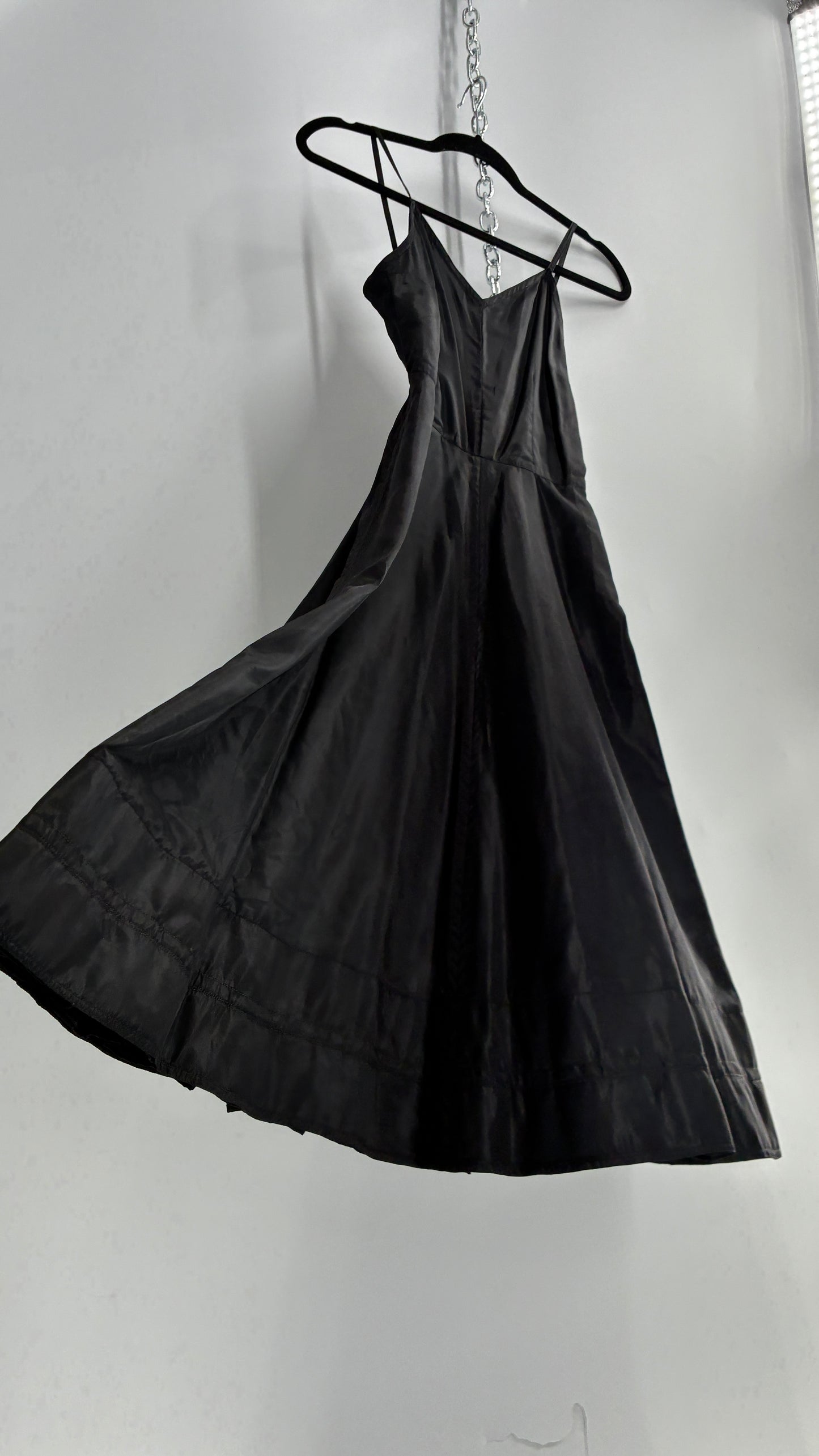 Vintage Black Midi Crinoline Style Dress (S)
