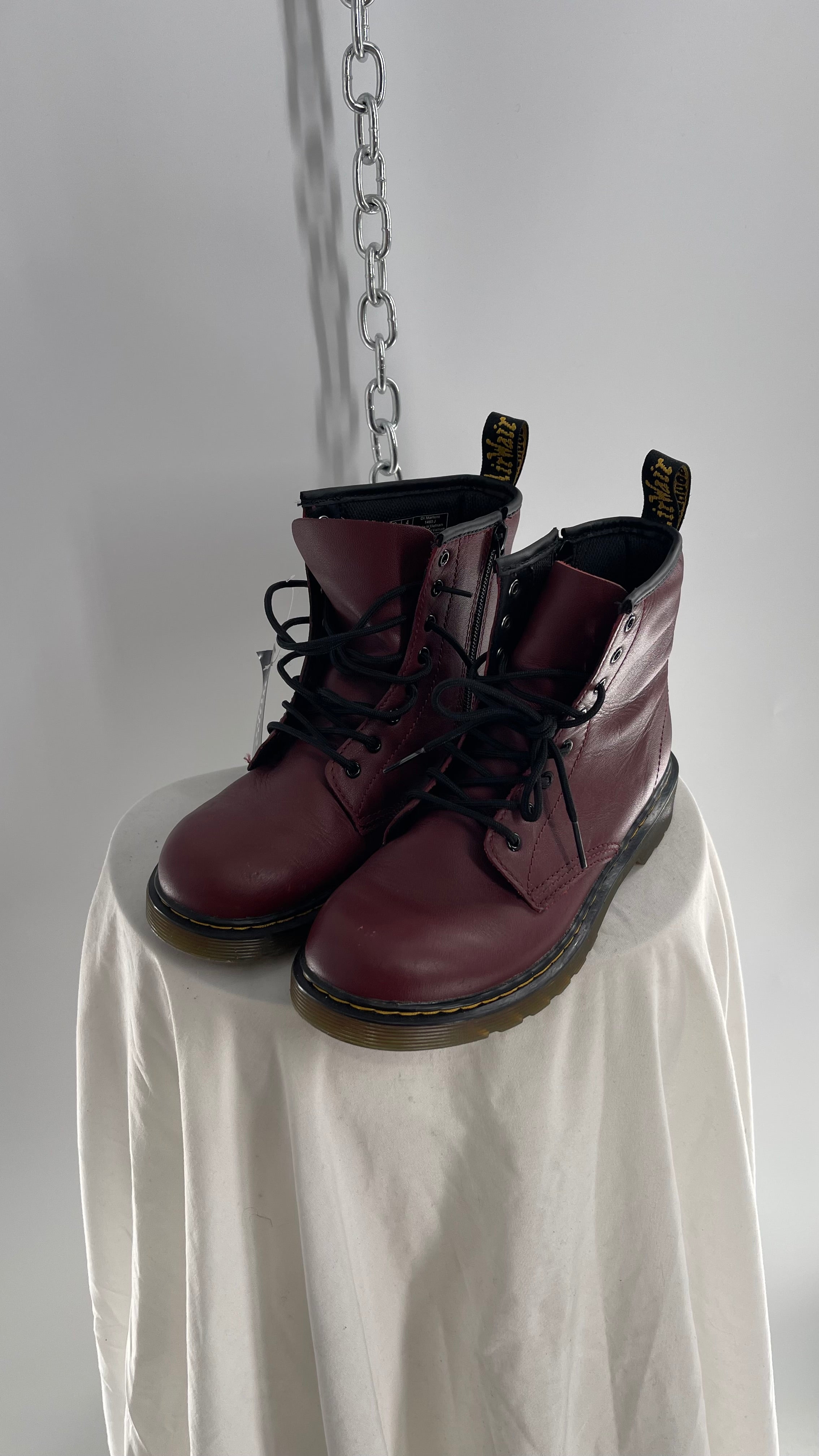 Dr.Martens Burgundy Boots with Side Zipper (5L) The Thrifty Hippy Dr.Martens Burgundy Boots with Side Zipper (5L) The Thrifty Hippy