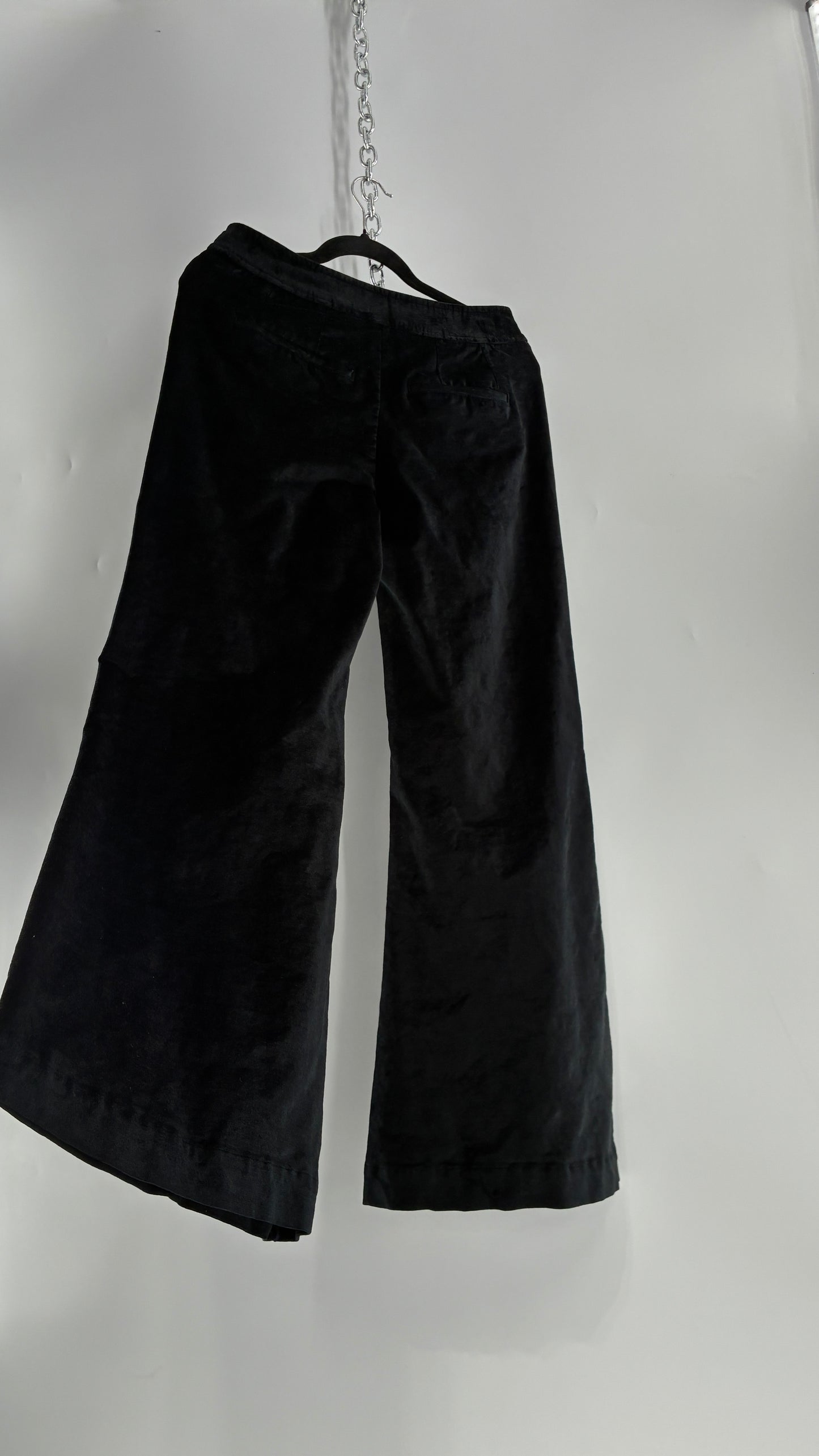 Free people Black Heavy Velour Velvet Walk with You Kick Flare Hot Pants(6)