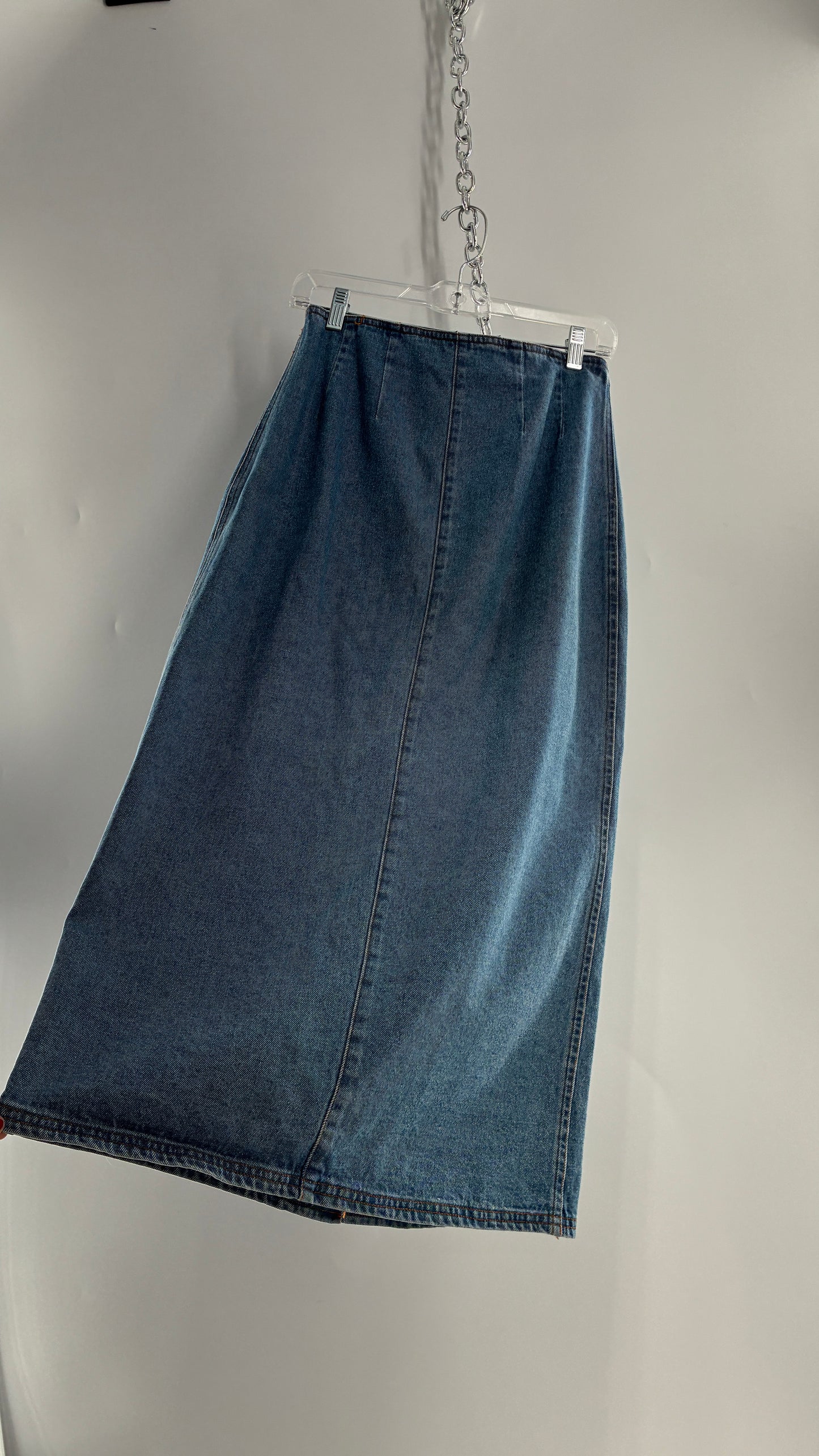 Vintage Old Navy Button Front Denim Jean Skirt (6)