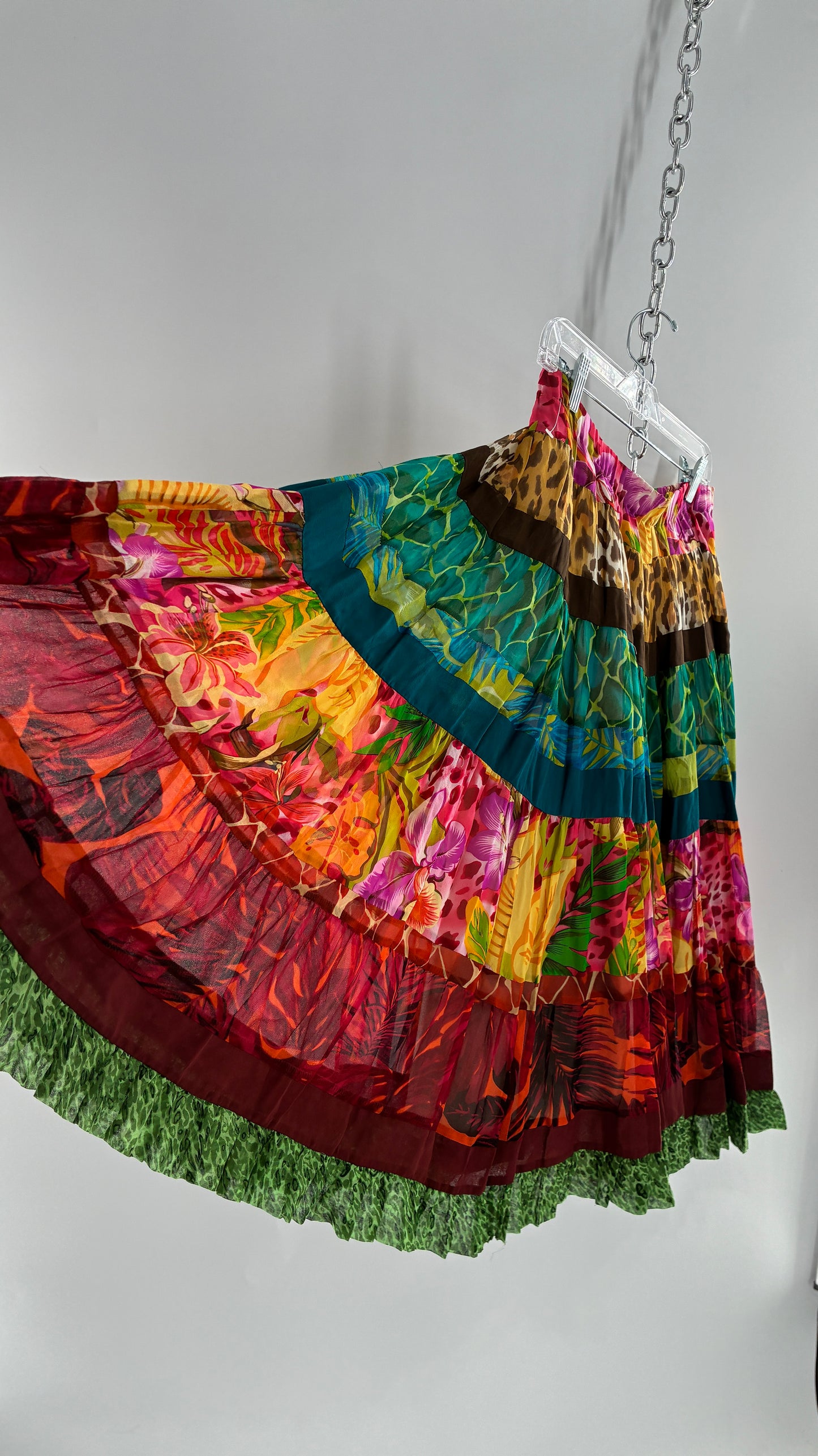 Vintage CHENAULT Voluminous Tropical Tiered Skirt (6)