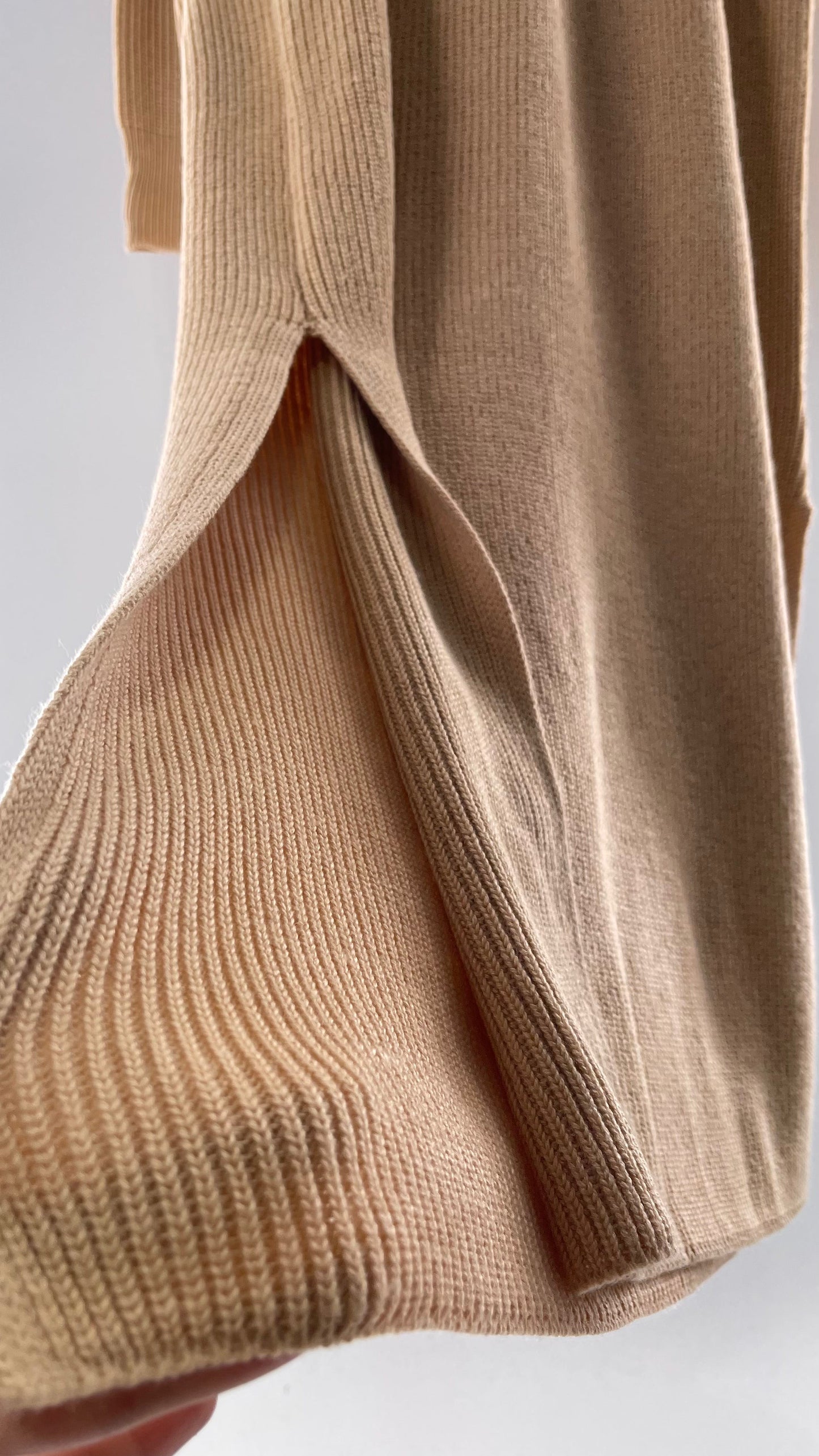 Free People Tan Knit Hoodie Maxi (Medium)