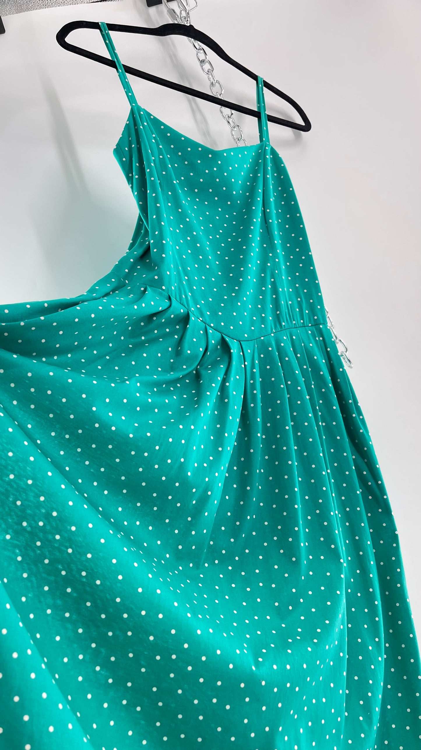 Vintage Laura Ashley Teal Polka Dot (8)