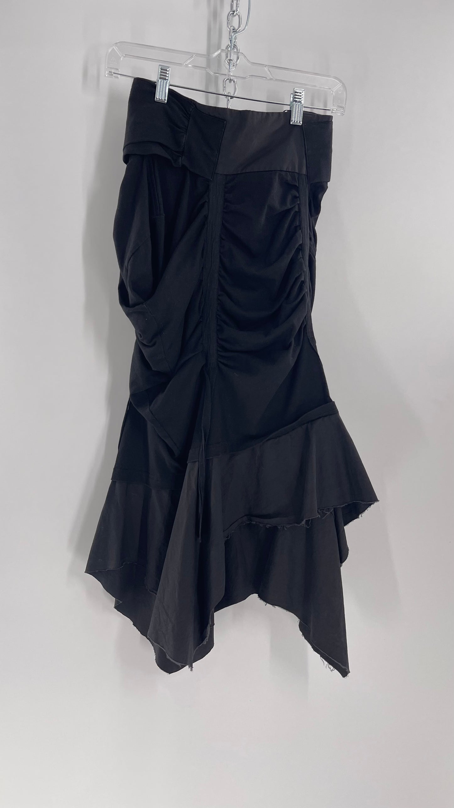 AGANOVICH Black TS50 Jersey Ruched Asymmetric Cargo Skirt with Gold Zipper (0)