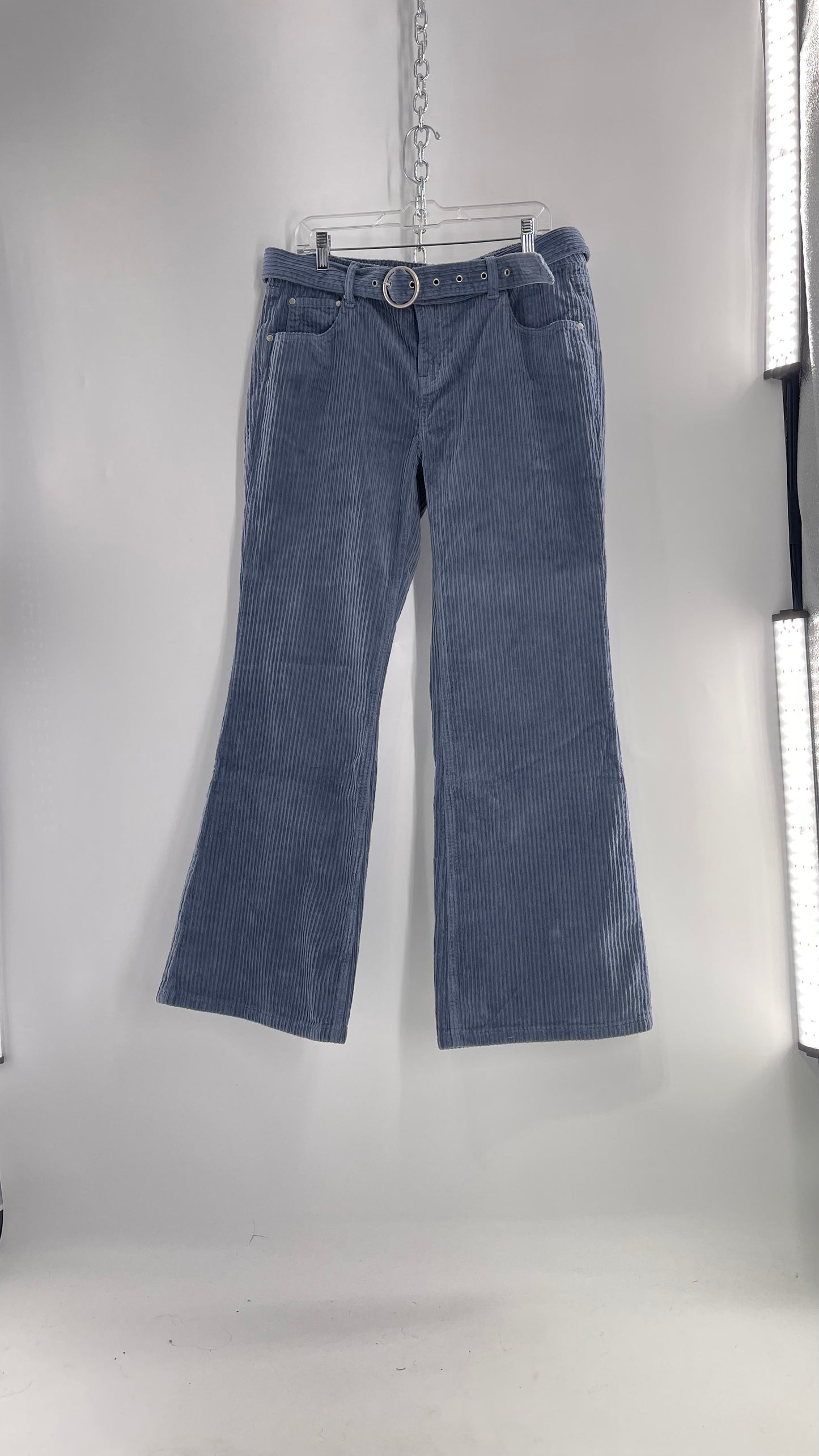 MILK IT Recycled Powder Blue Corduroy Low Waist Grommet Buckle Folk Jean with Tags Attached (16)