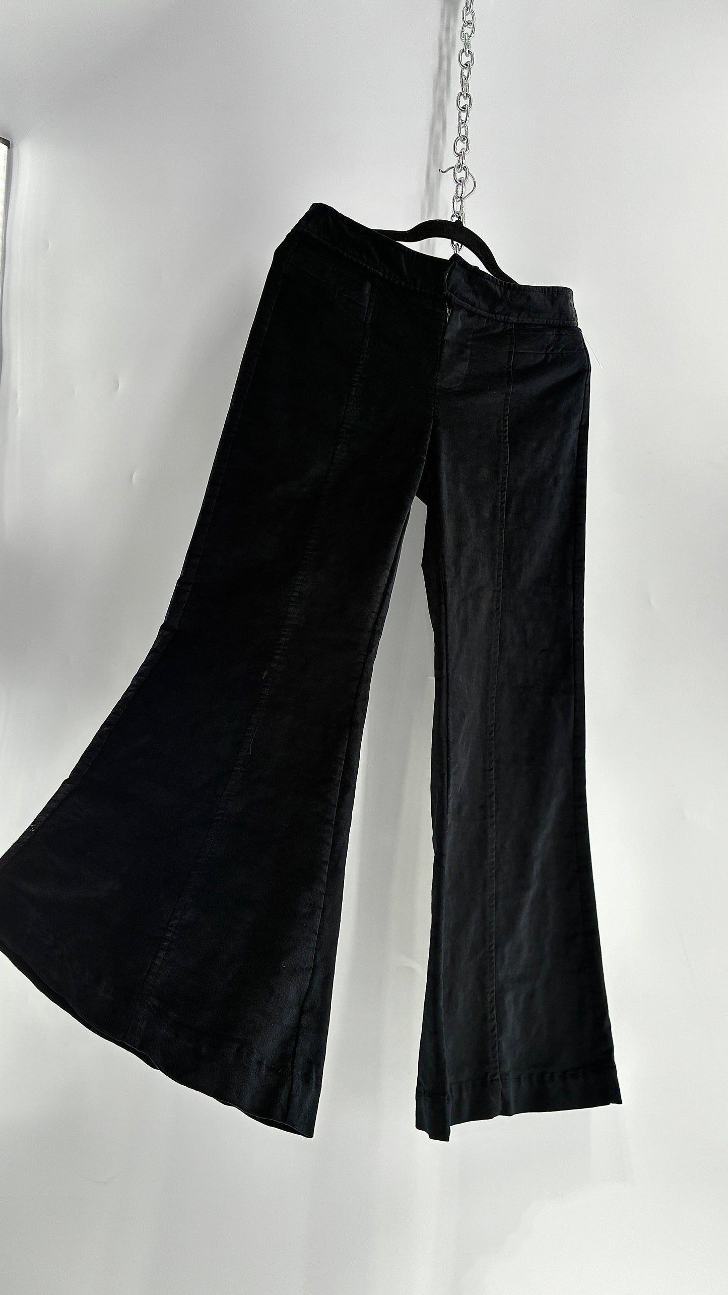 Free people Black Heavy Velour Velvet Walk with You Kick Flare Hot Pants(6)