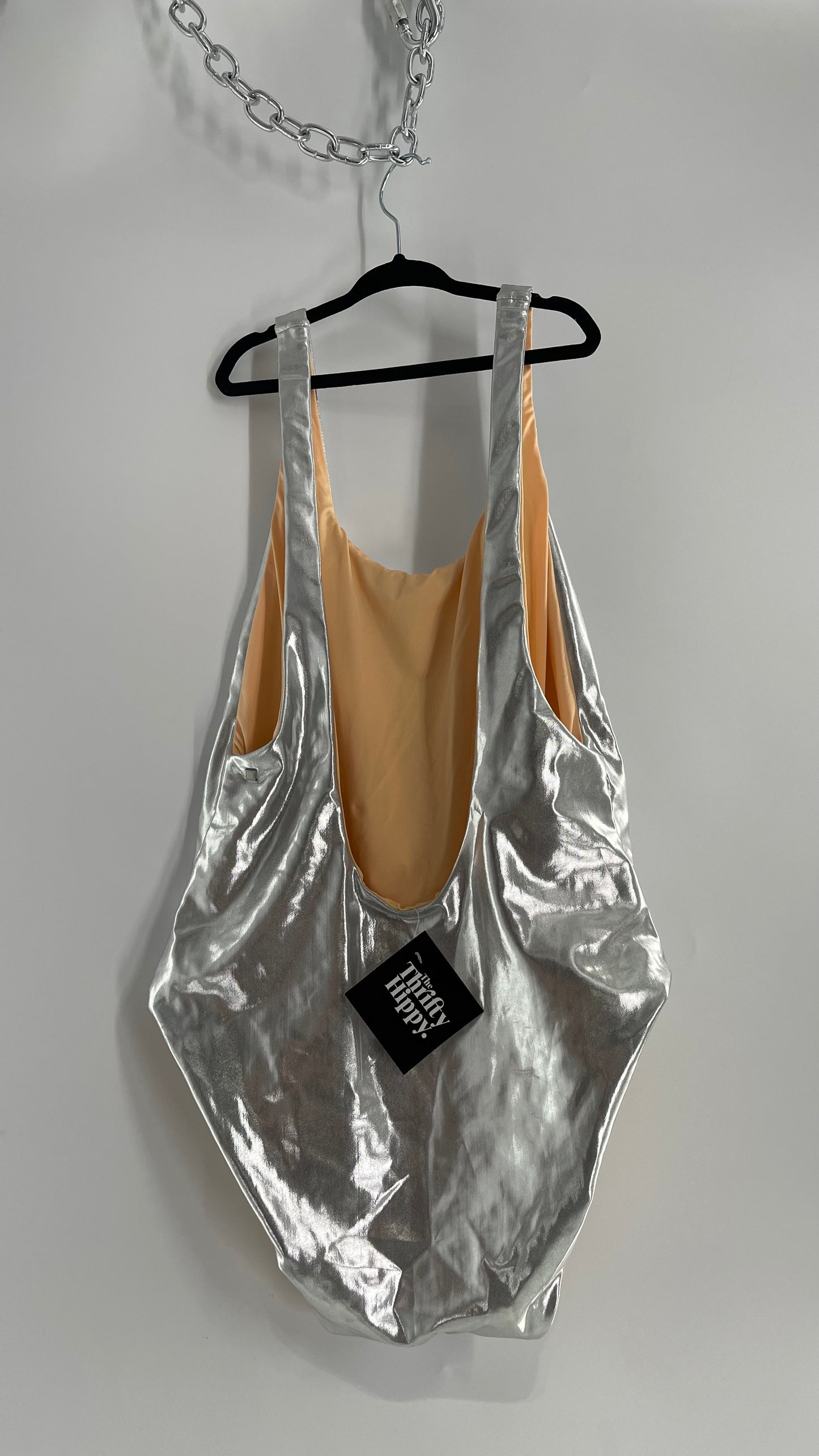 Dolce Vita Reversible Silver Metallic/Nude Swimsuit (Medium)
