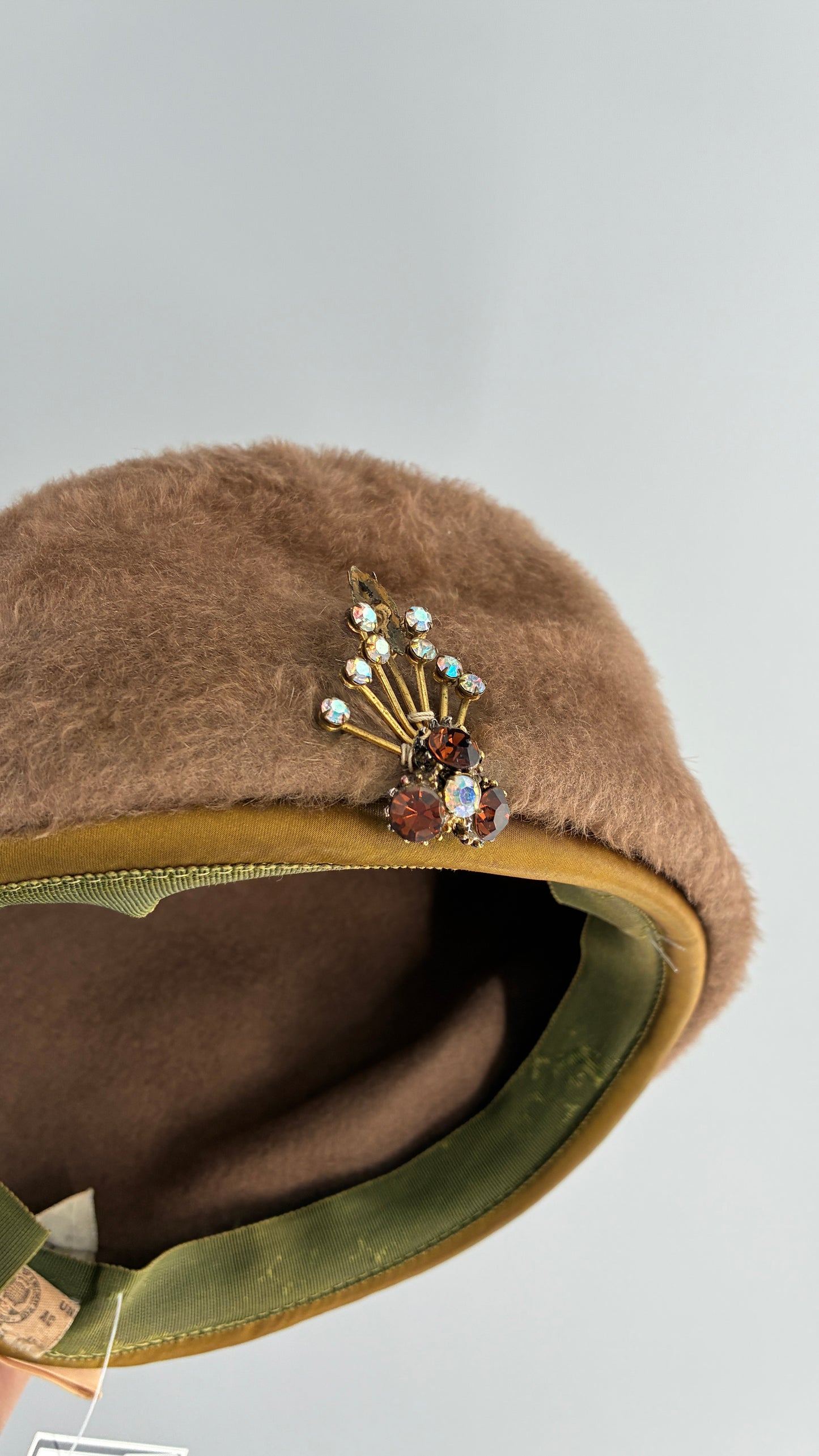 Vintage ROBBI LOU Brown Pillbox Hat