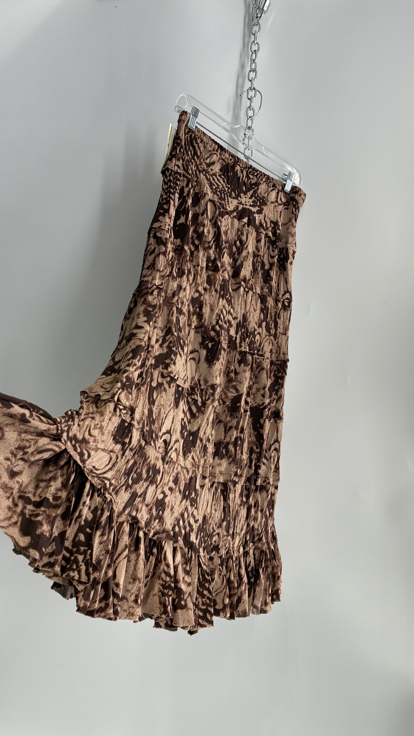 Deadstock Vintage TEASE Brown Crimped Skirt (Medium)