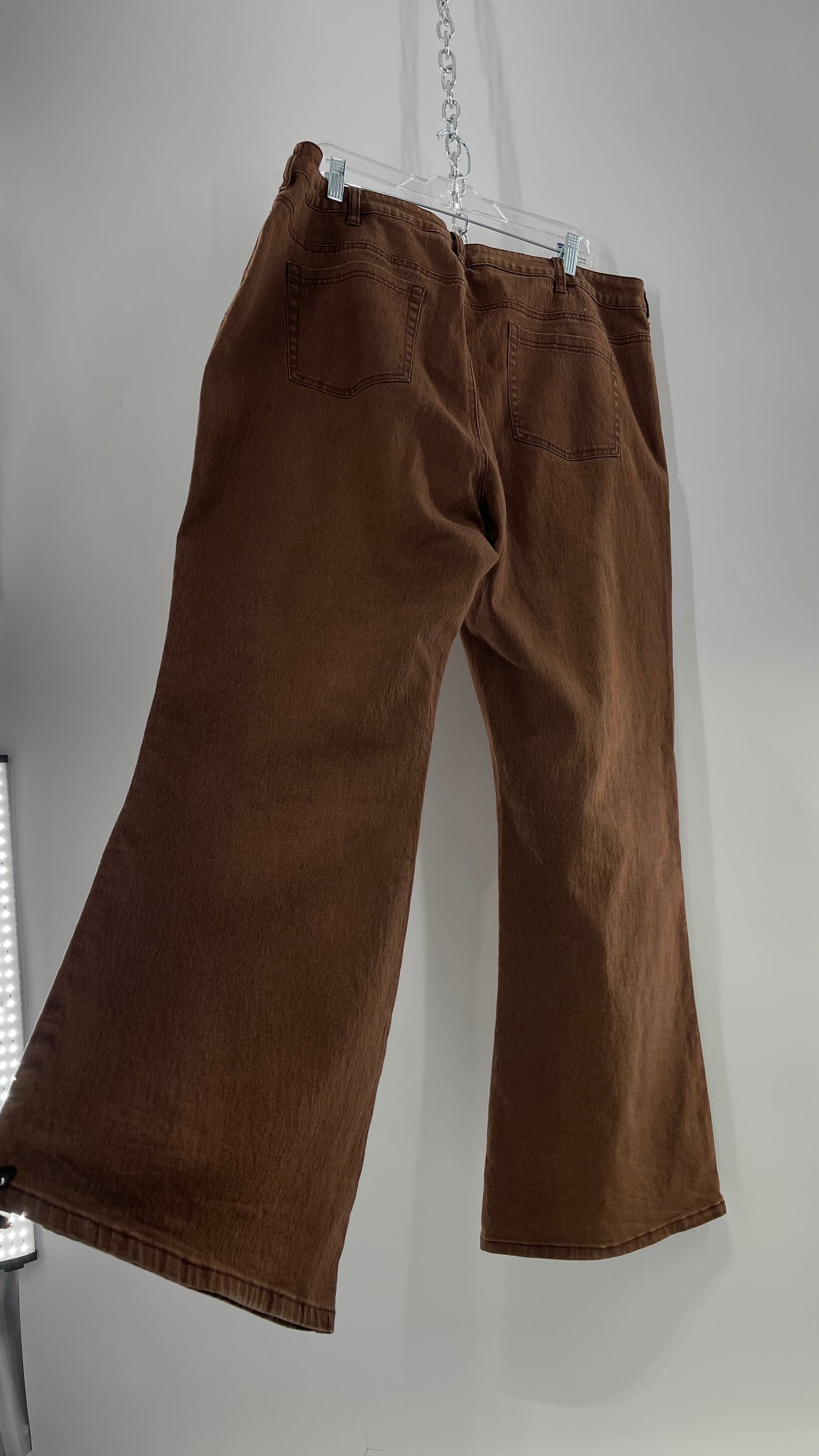 Vintage Midnight Velvet Embroidered + Beaded Brown Flares (18W)