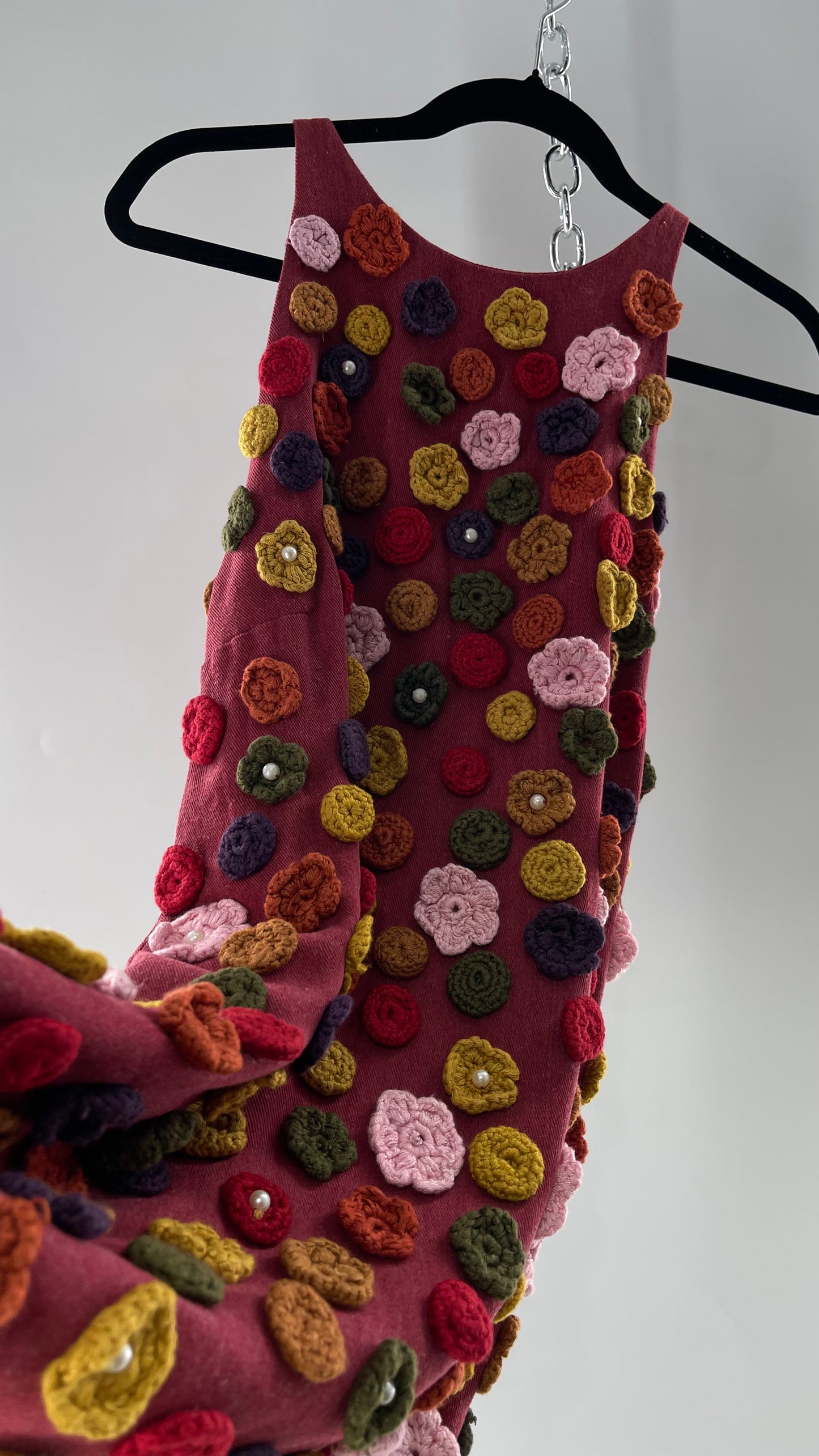 GUILD KALLOS Crochet Flower Appliqué Shift Dress (6)