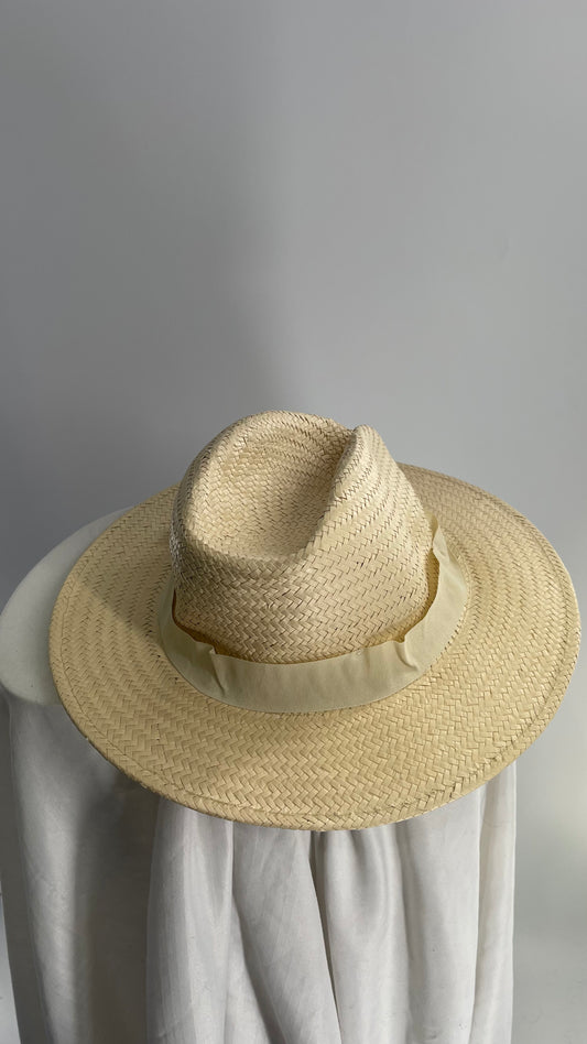Cream Straw Hat with Ribbon Detail