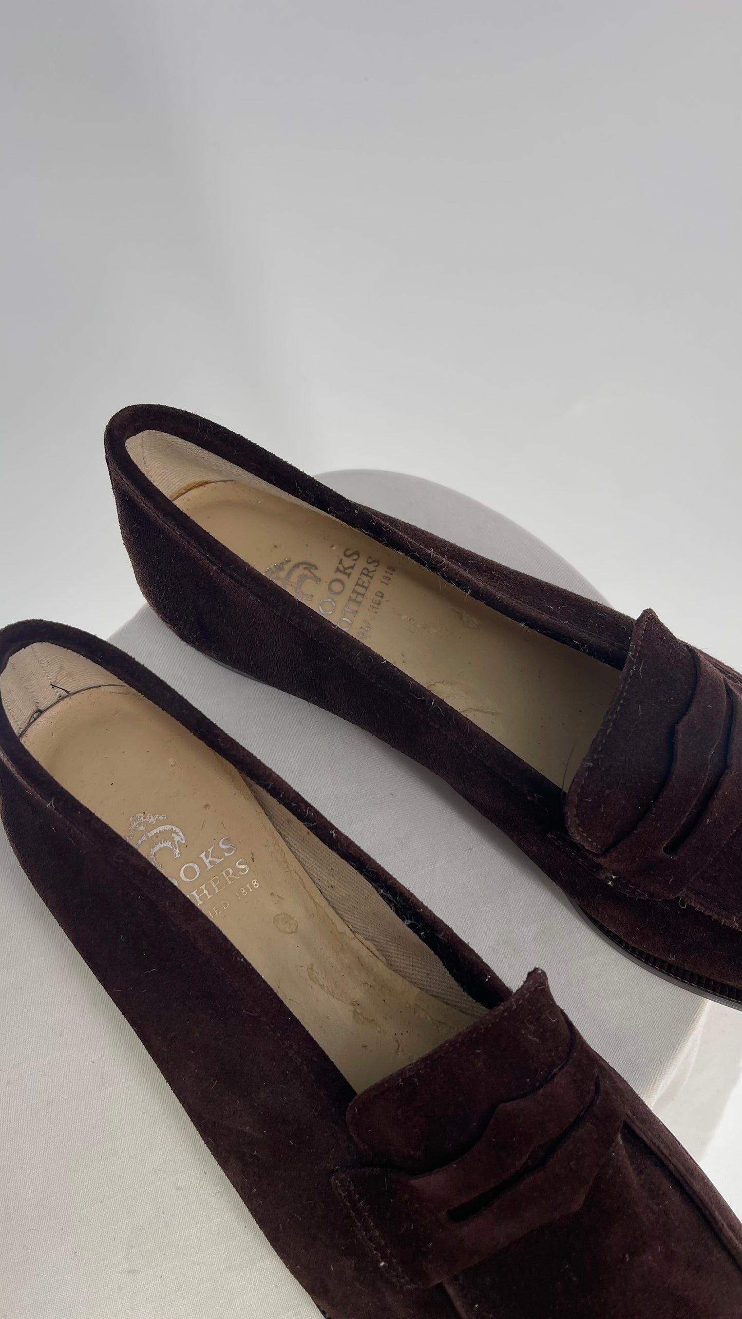 Vintage Brooks Brothers Brown Suede Leather Penny Loafers (6.5)