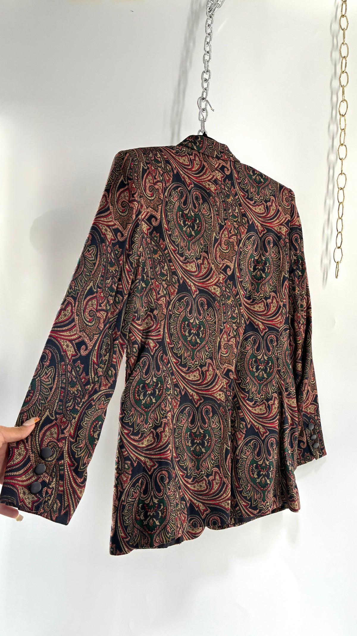 Vintage 1980s Paisley Boxy Suit Jacket and Skirt Set (8)