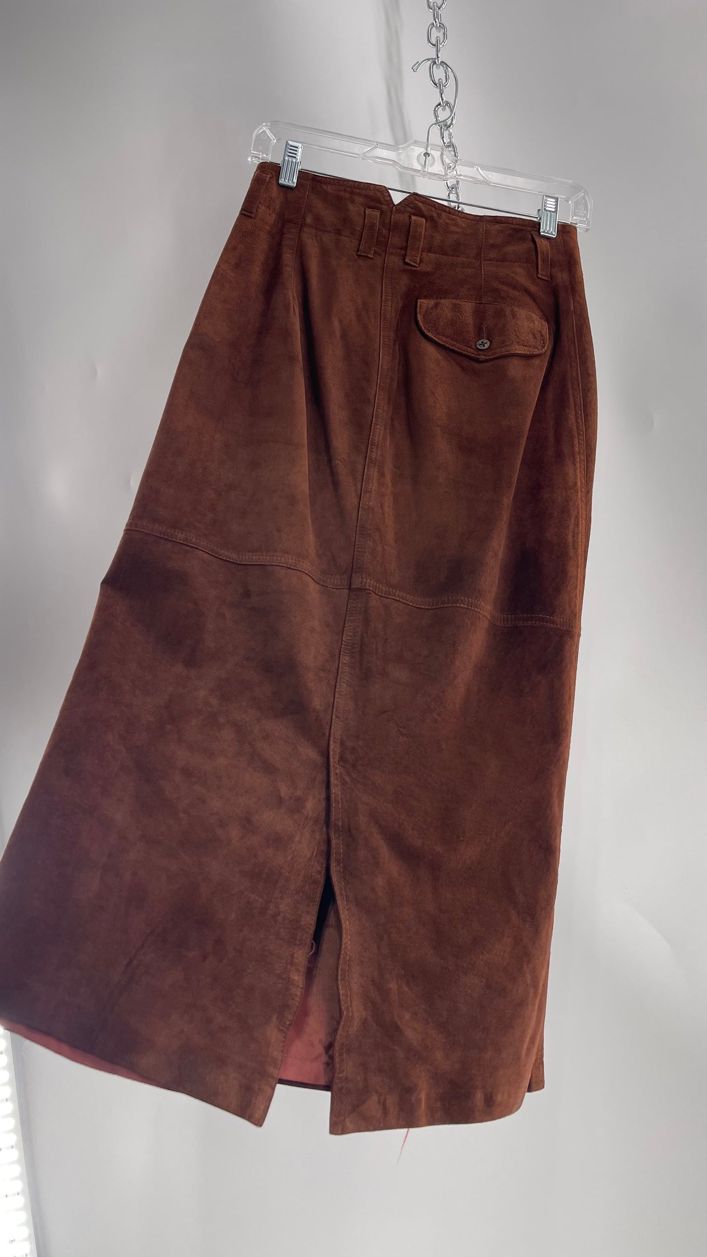 Vintage Lizwear Chocolate Brown Suede Long Skirt